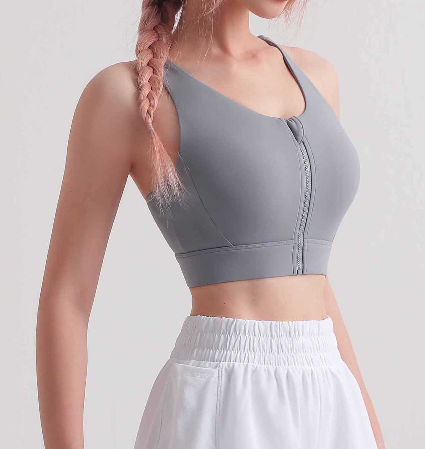 WX1457-SS Medium Strength Cool zipper shock-proof sports underwear Women's summer nude beautiful back Yoga bra Running fitness vest