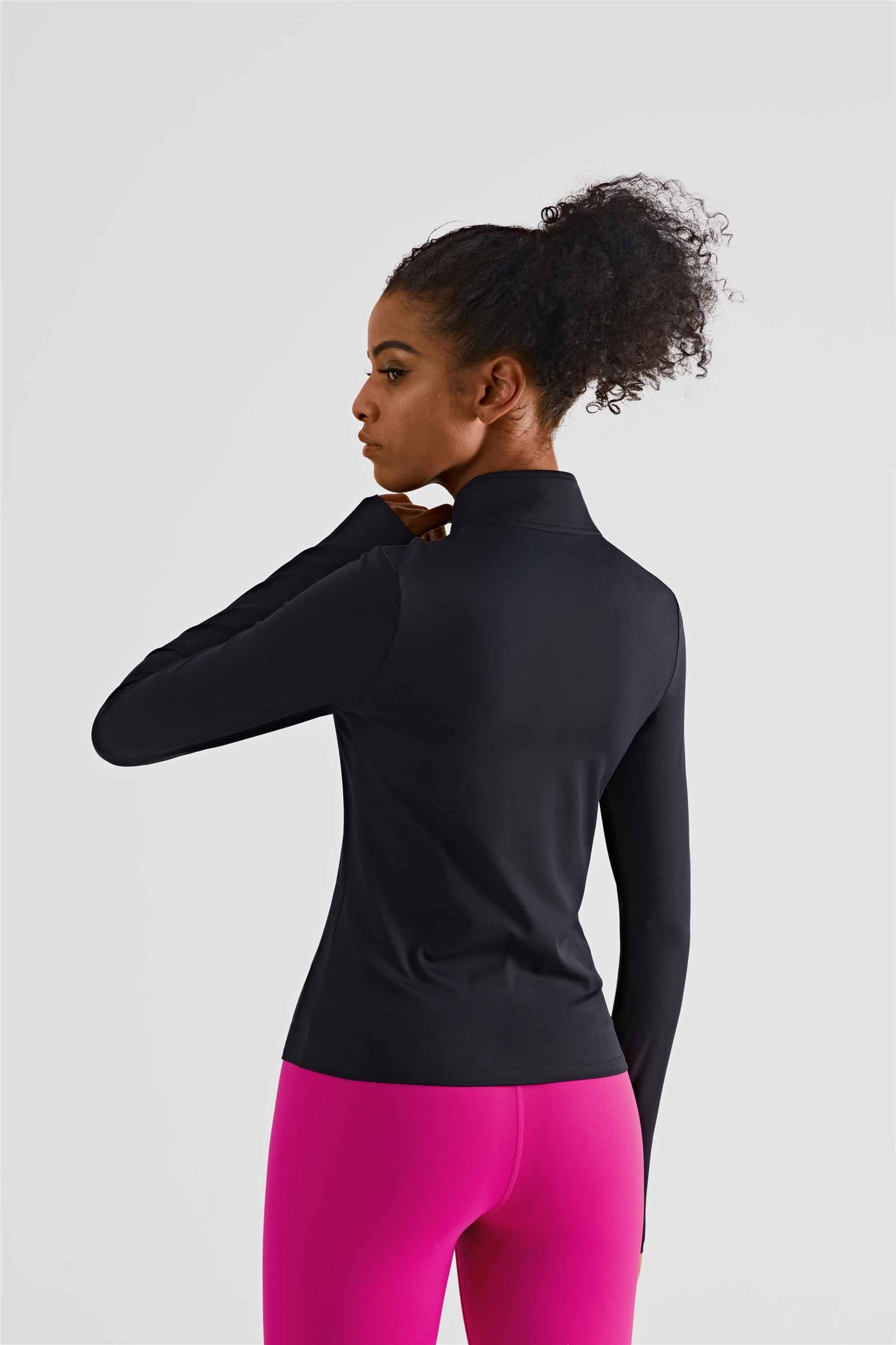 WT1423-NULS Skinny Yoga Jacket Top high neck half zip finger jacket women's sports slimming fitness wear