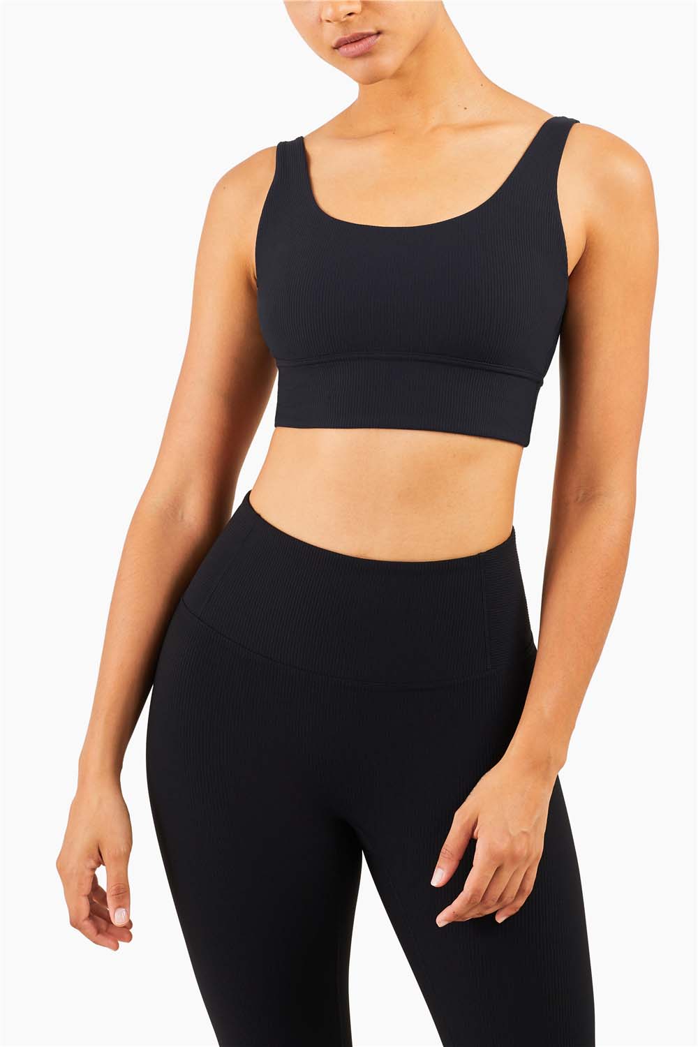 WX1285-FPS ribbed nude sports underwear Europe and the United States new sports halter vest type fitness training yoga bra women