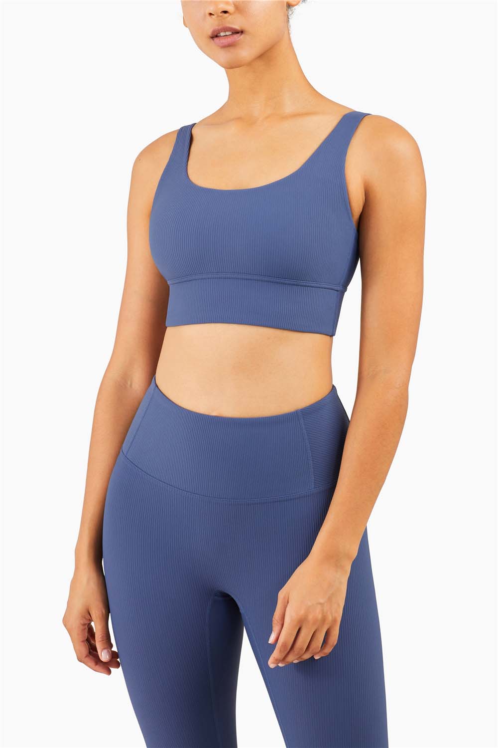 WX1285-FPS ribbed nude sports underwear Europe and the United States new sports halter vest type fitness training yoga bra women