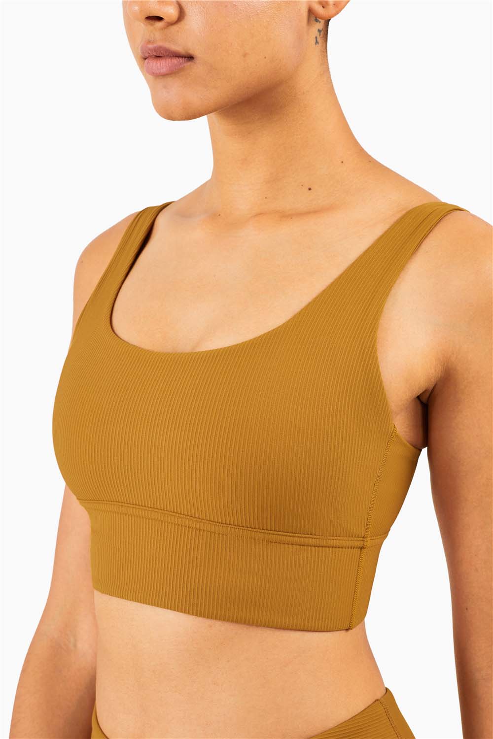 WX1285-FPS ribbed nude sports underwear Europe and the United States new sports halter vest type fitness training yoga bra women