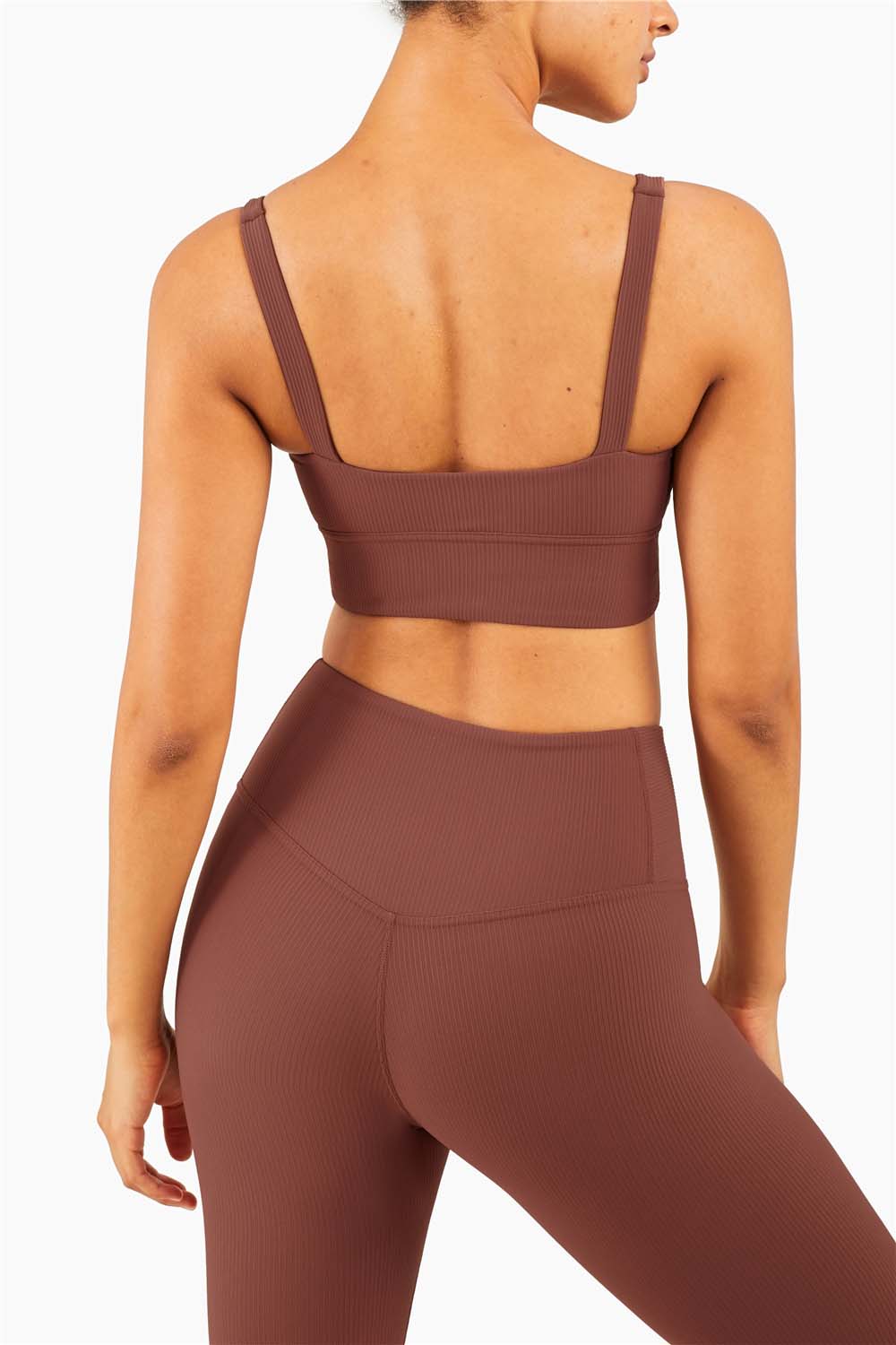 WX1285-FPS ribbed nude sports underwear Europe and the United States new sports halter vest type fitness training yoga bra women