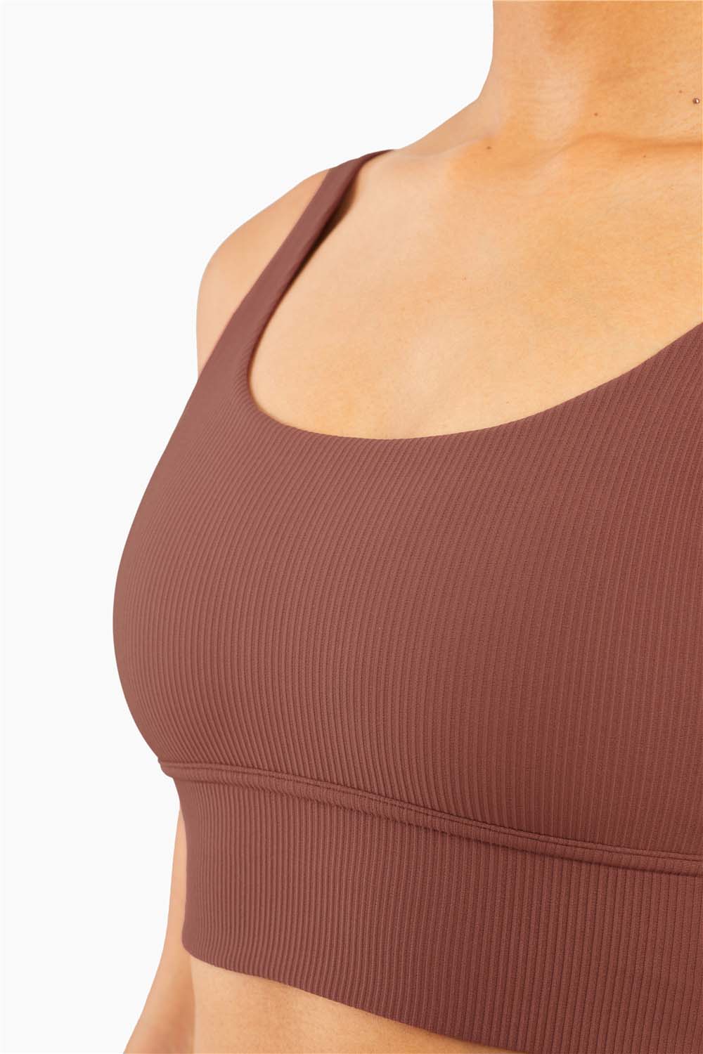WX1285-FPS ribbed nude sports underwear Europe and the United States new sports halter vest type fitness training yoga bra women