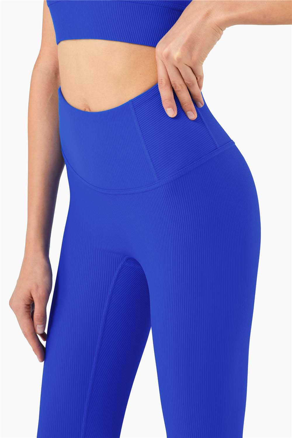 CK1286- New ribbed nude yoga pants Women's Peach hip lift exercise fitness pants No T line, abdominal high-waisted tights