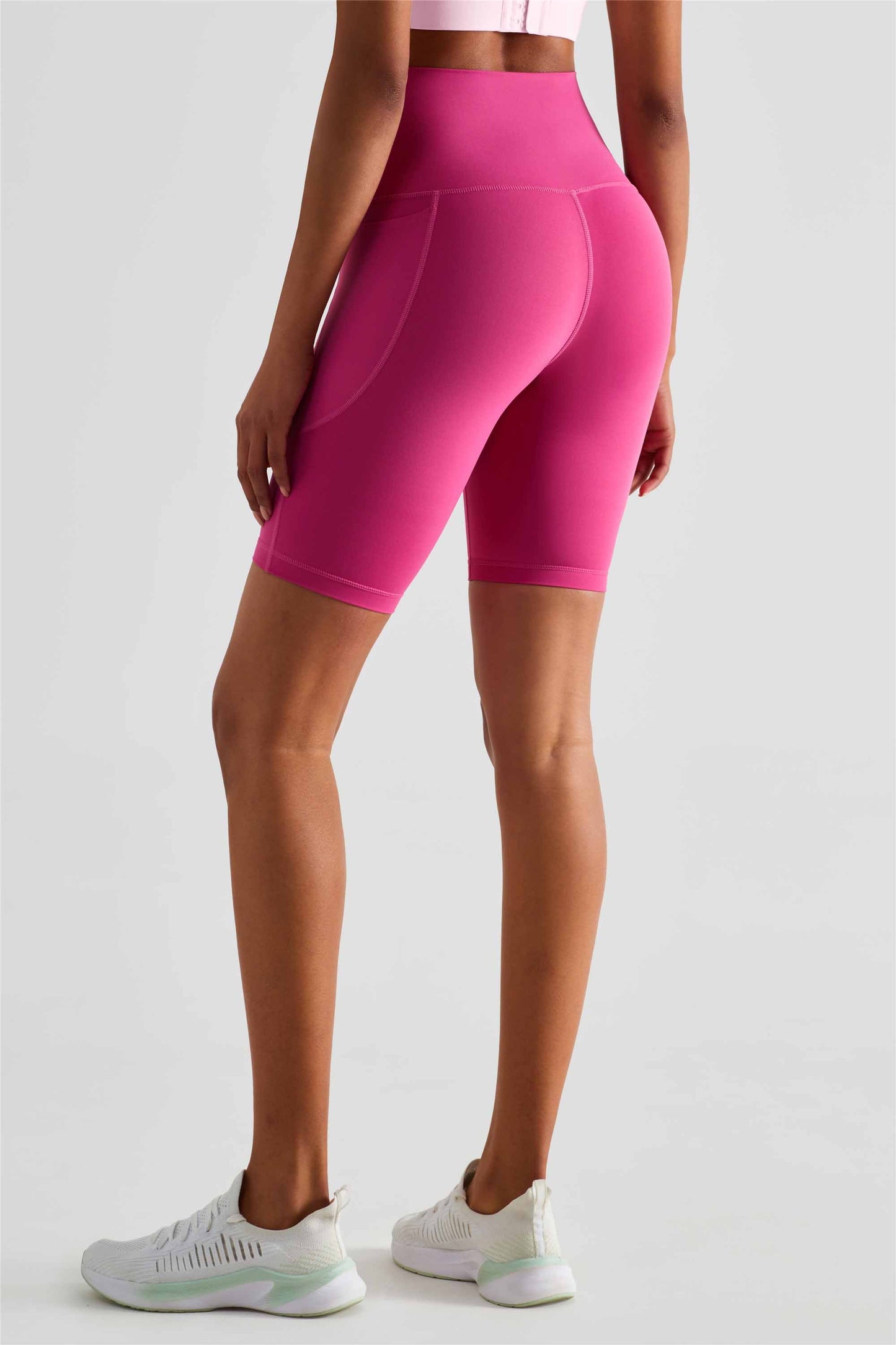 WK1438-NULS Nude No Embarrassment Line five quarter pants High waisted peach butt pocket Yoga pants Sports Fitness Running shorts Women