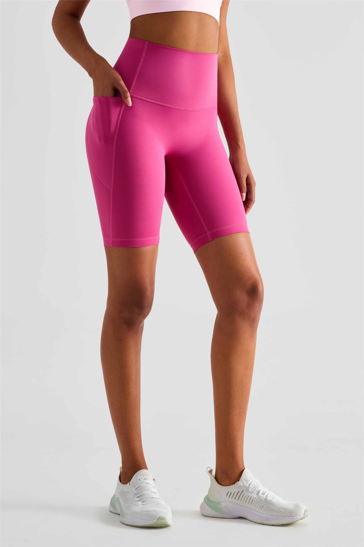 WK1438-NULS Nude No Embarrassment Line five quarter pants High waisted peach butt pocket Yoga pants Sports Fitness Running shorts Women