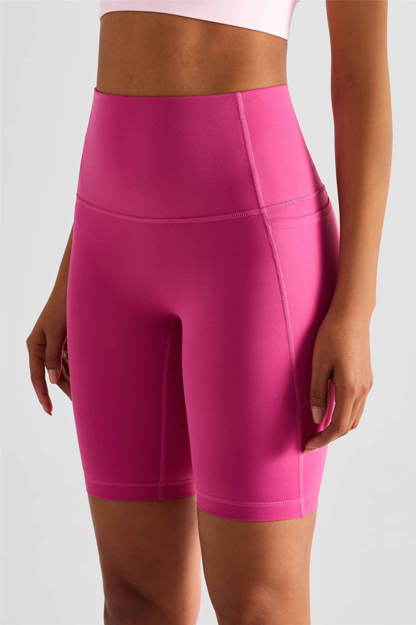 WK1438-NULS Nude No Embarrassment Line five quarter pants High waisted peach butt pocket Yoga pants Sports Fitness Running shorts Women