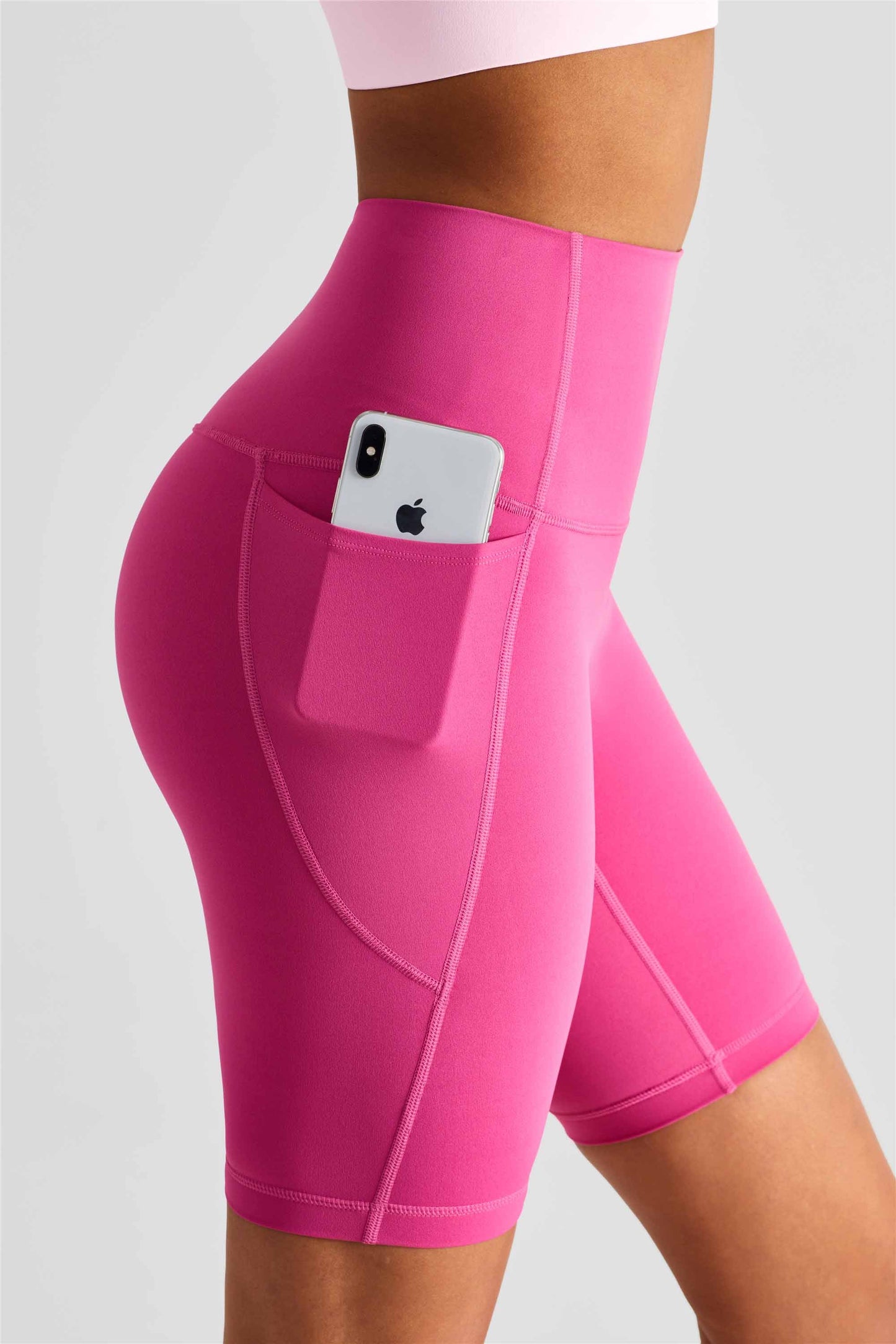 WK1438-NULS Nude No Embarrassment Line five quarter pants High waisted peach butt pocket Yoga pants Sports Fitness Running shorts Women