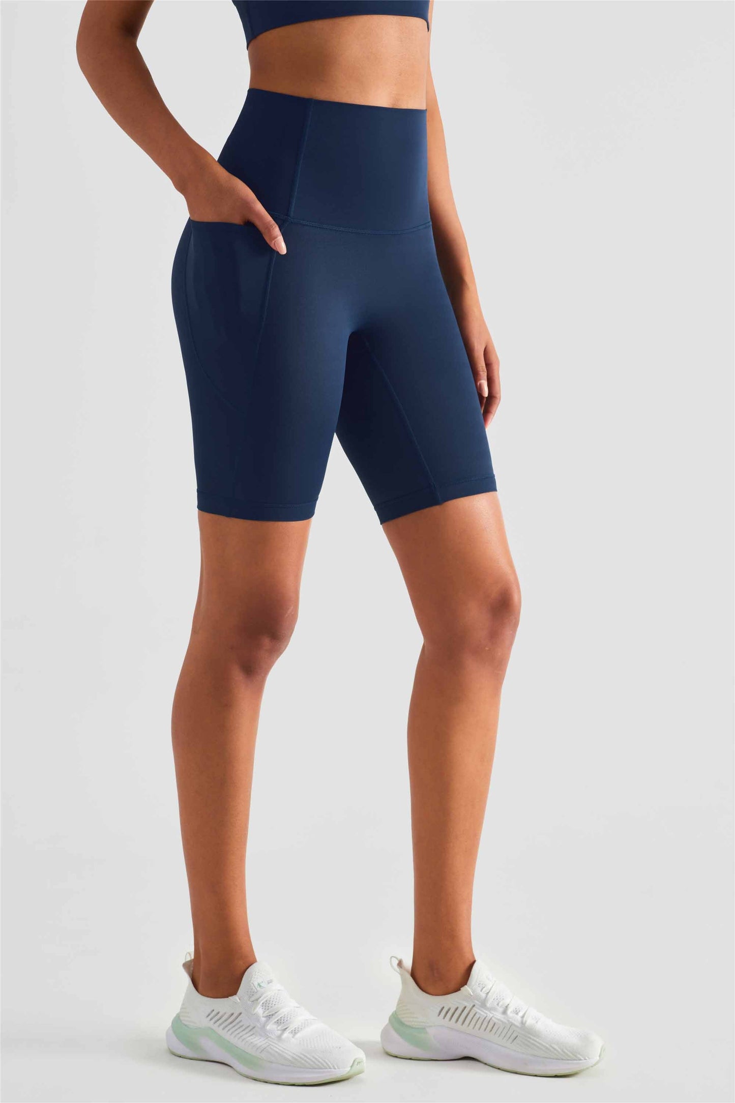 WK1438-NULS Nude No Embarrassment Line five quarter pants High waisted peach butt pocket Yoga pants Sports Fitness Running shorts Women