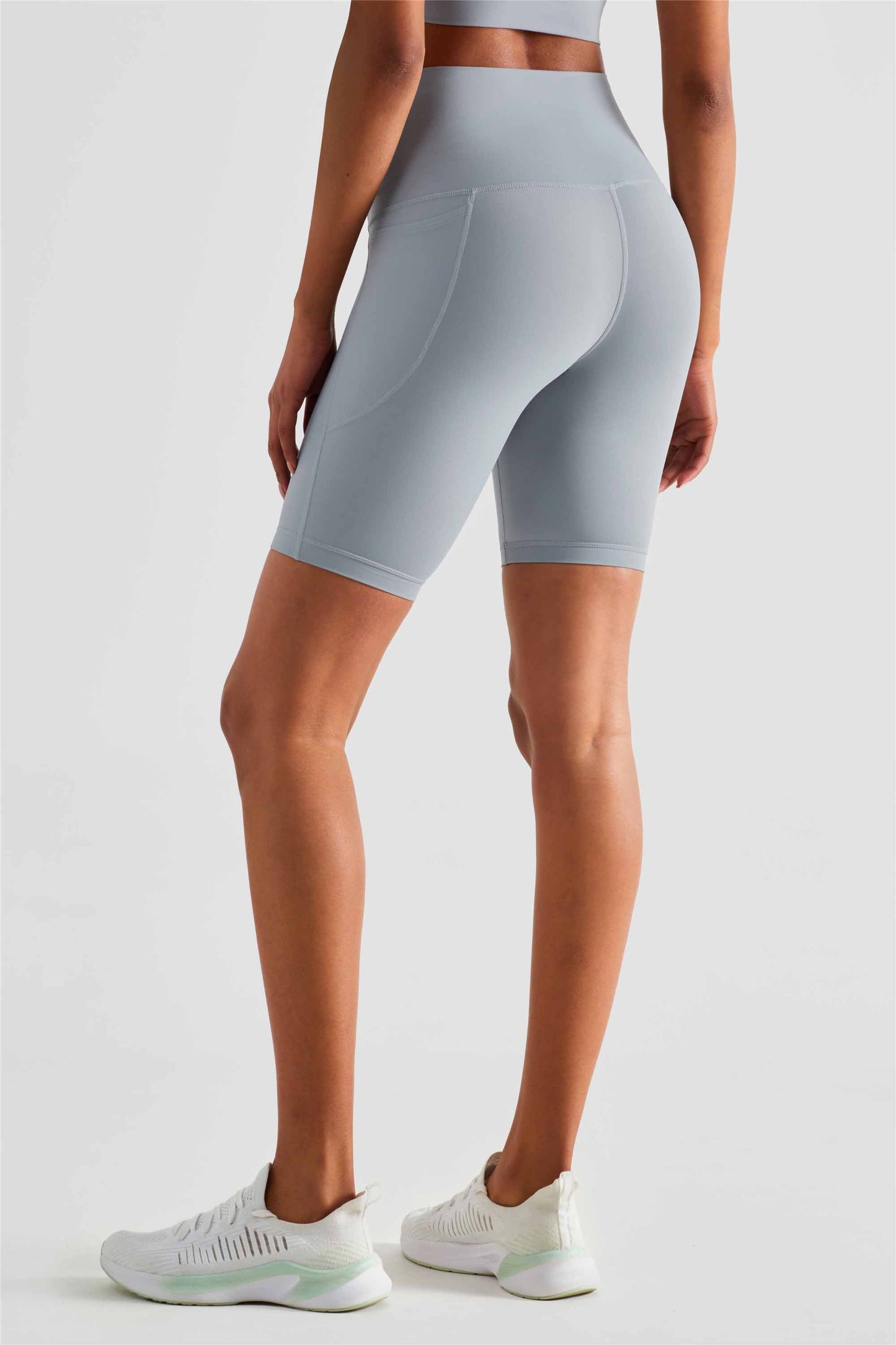 WK1438-NULS Nude No Embarrassment Line five quarter pants High waisted peach butt pocket Yoga pants Sports Fitness Running shorts Women