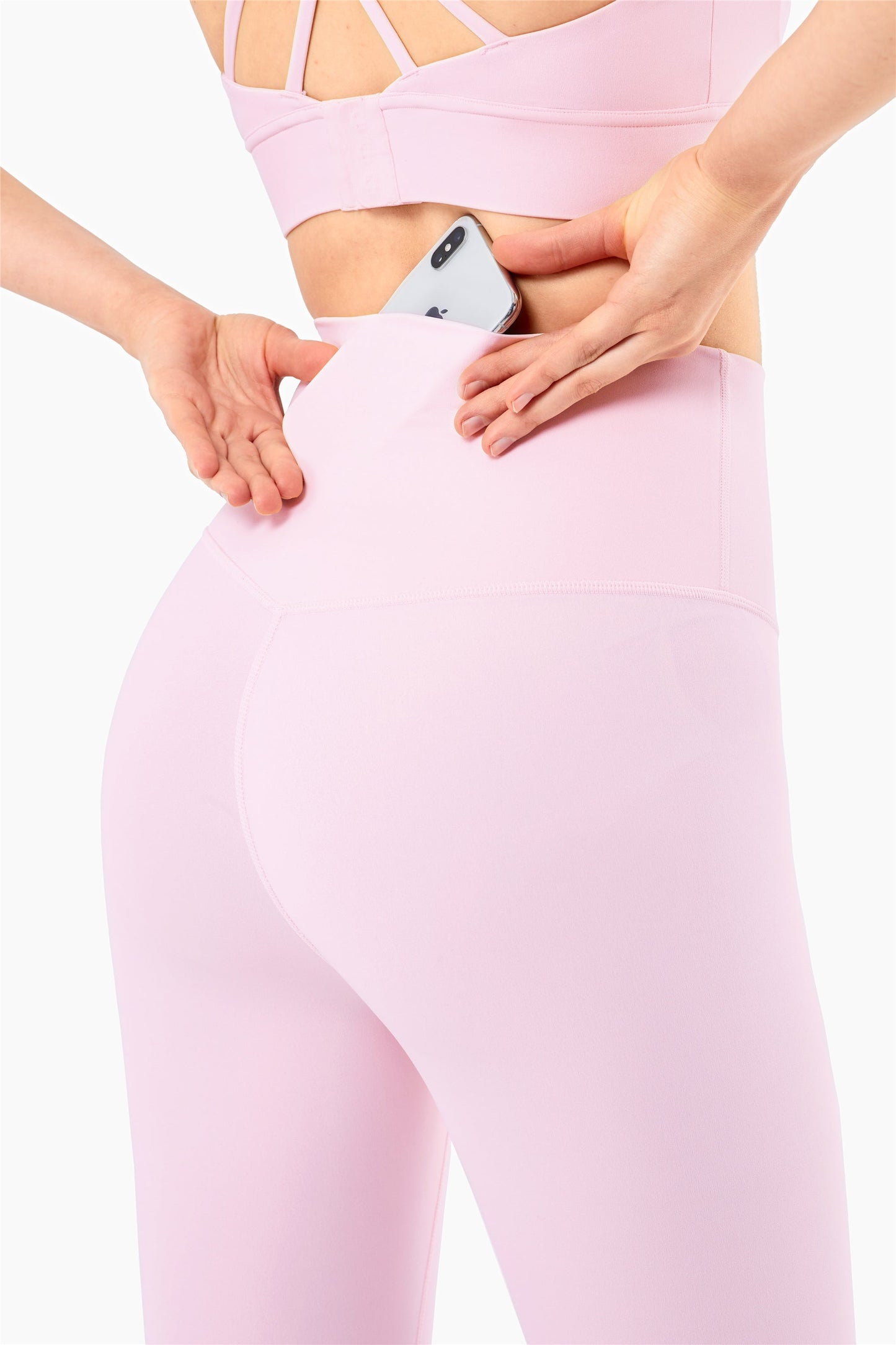 QK1242-NULS new European and American peach butt fitness pants One piece no embarrassment line high waist tight seven points nude yoga pants