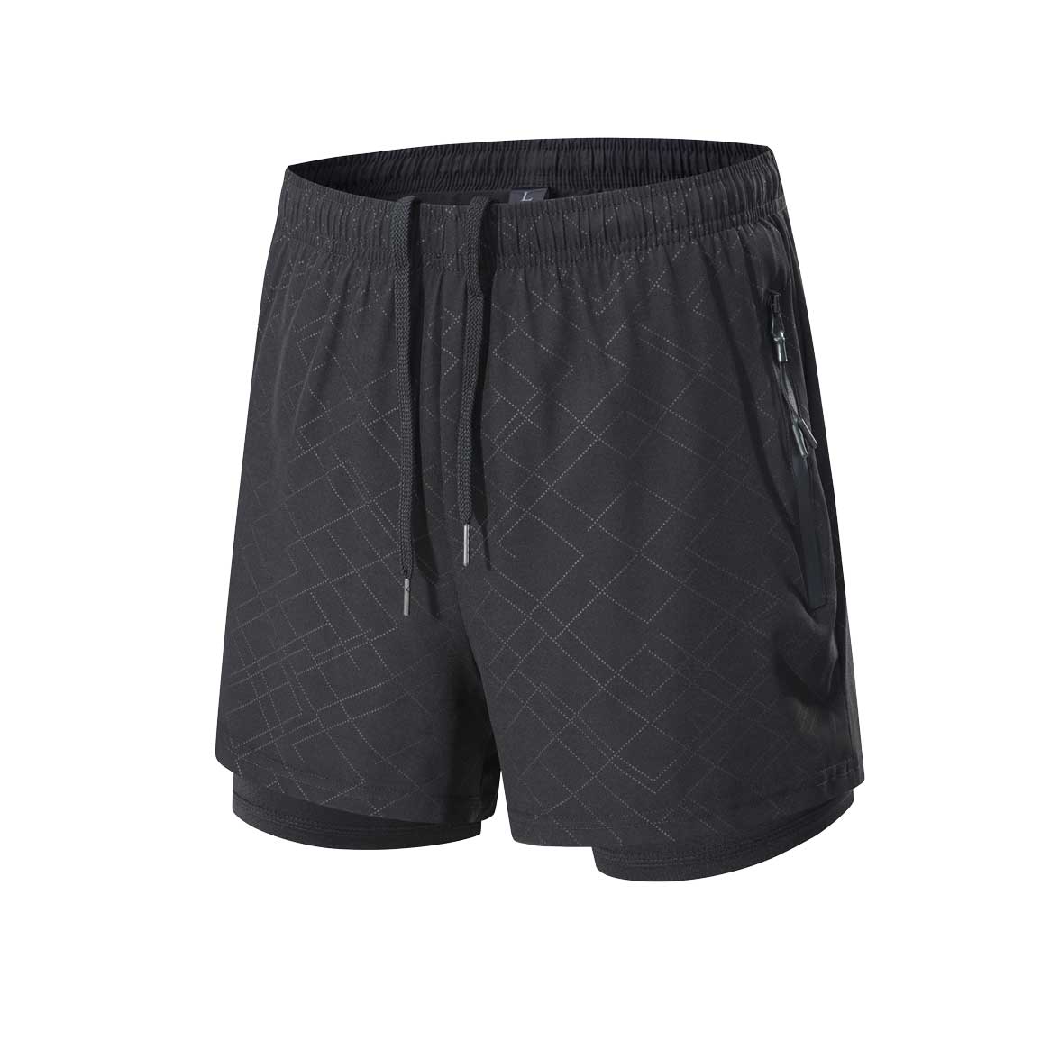 HRPB1008-Summer fitness shorts men's running training four-point pants, casual fitness plus size quick-drying double-layer sports shorts