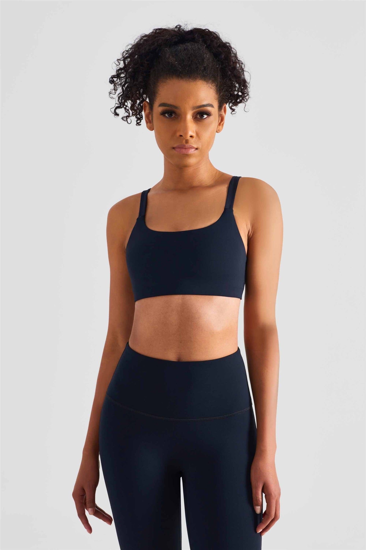 WX1436-LC Lycra medium strength fitness vest nude deep U Cross border sports bra square collar Yoga underwear