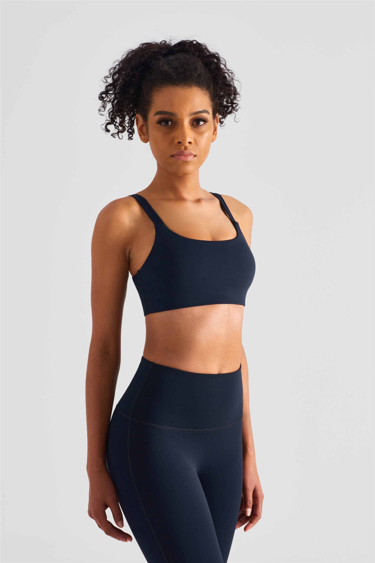 WX1436-LC Lycra medium strength fitness vest nude deep U Cross border sports bra square collar Yoga underwear