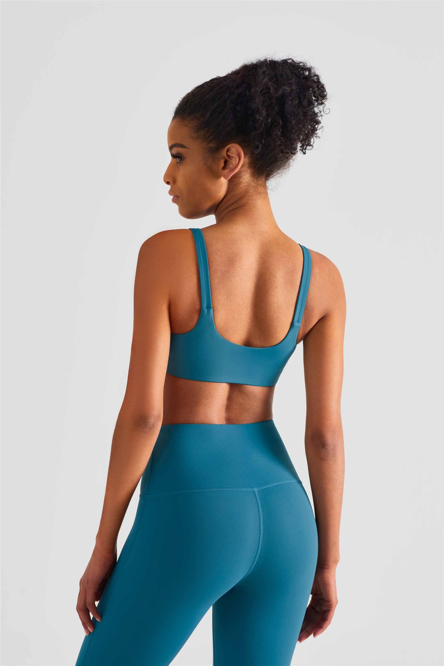 WX1436-LC Lycra medium strength fitness vest nude deep U Cross border sports bra square collar Yoga underwear