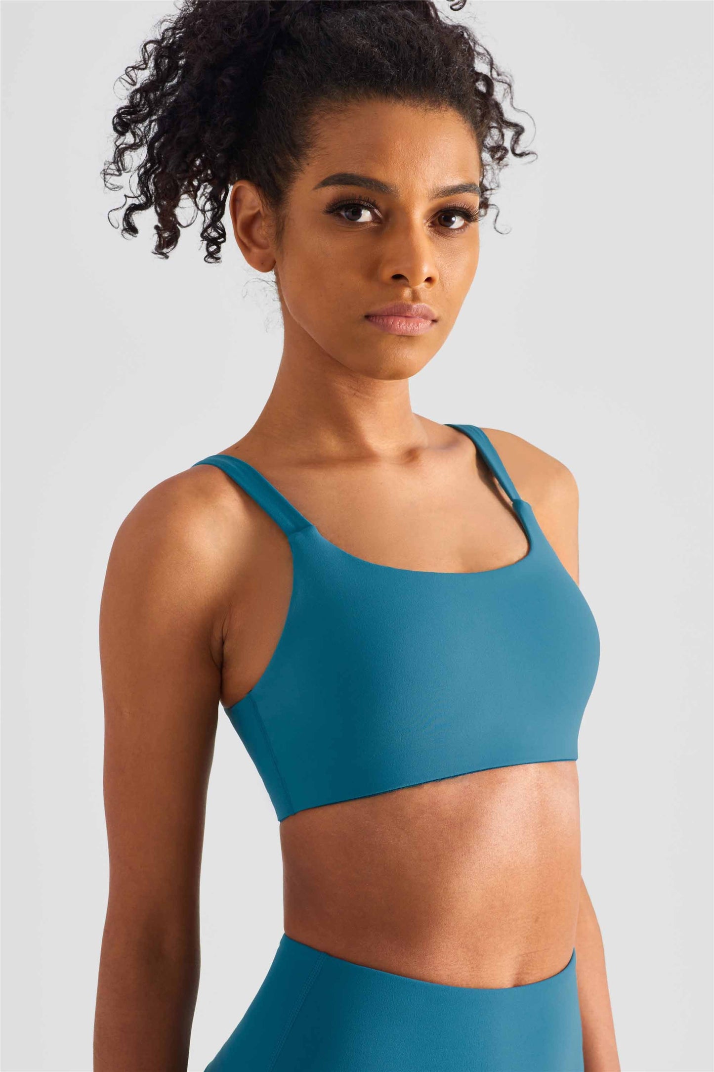 WX1436-LC Lycra medium strength fitness vest nude deep U Cross border sports bra square collar Yoga underwear