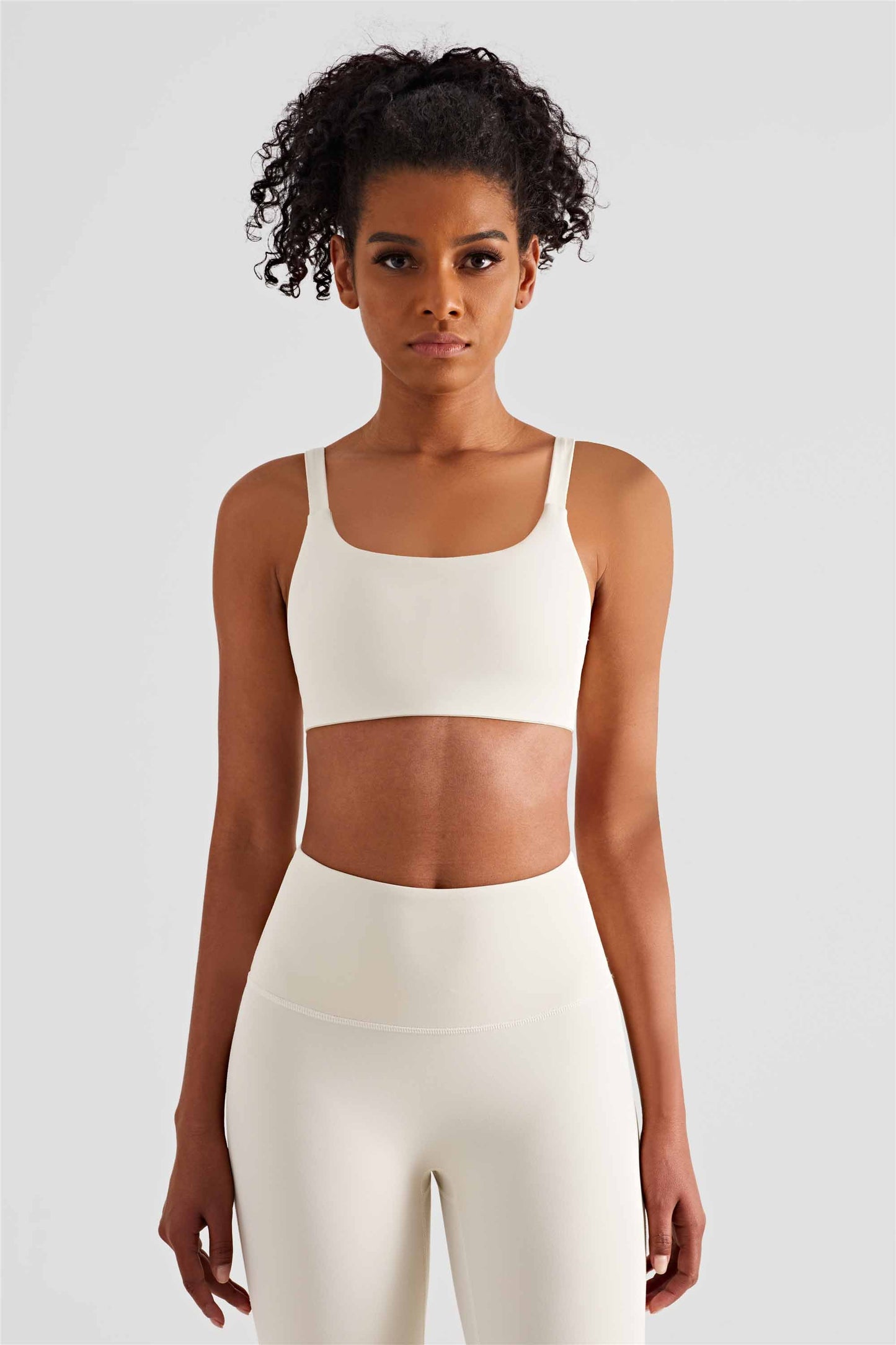 WX1436-LC Lycra medium strength fitness vest nude deep U Cross border sports bra square collar Yoga underwear