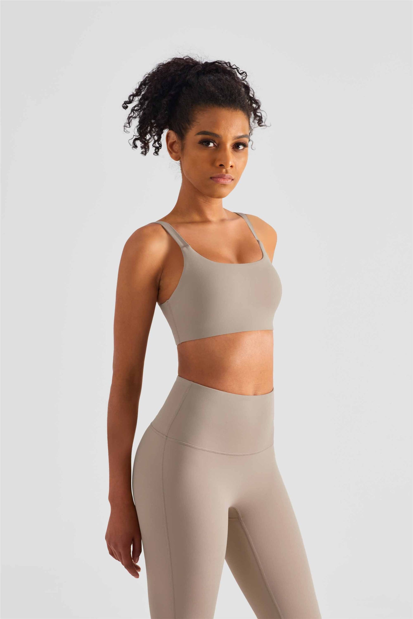 WX1436-LC Lycra medium strength fitness vest nude deep U Cross border sports bra square collar Yoga underwear