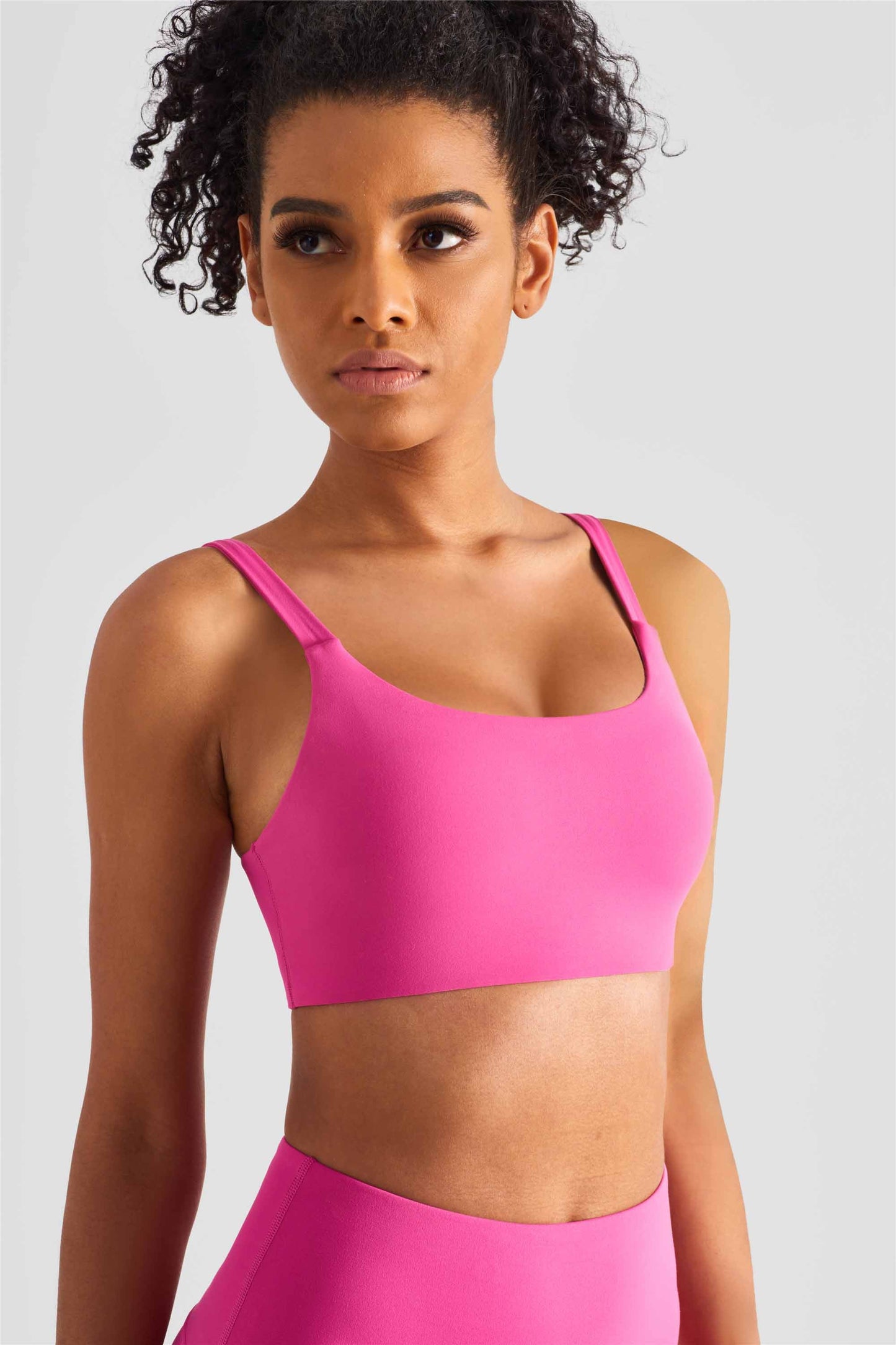 WX1436-LC Lycra medium strength fitness vest nude deep U Cross border sports bra square collar Yoga underwear