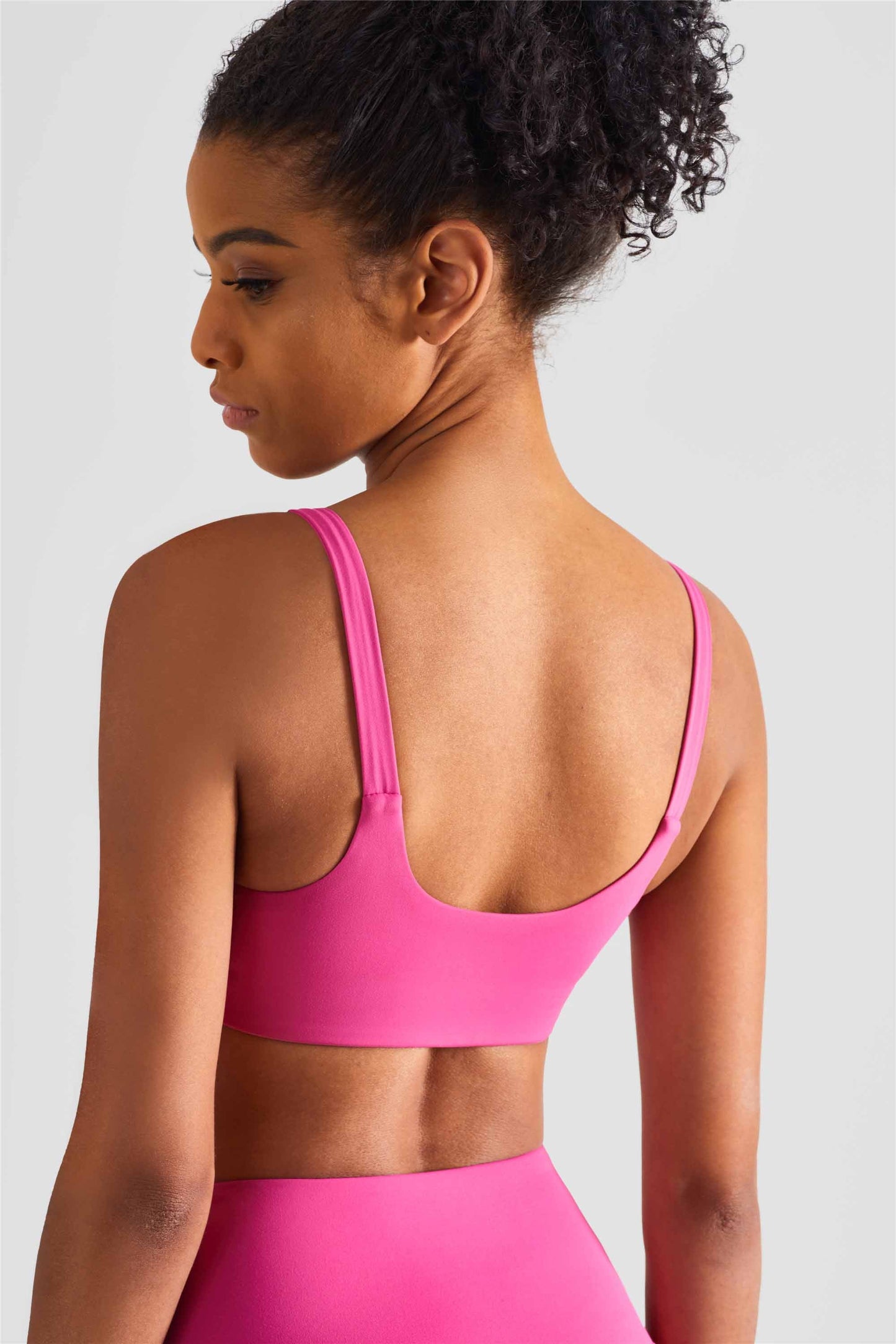 WX1436-LC Lycra medium strength fitness vest nude deep U Cross border sports bra square collar Yoga underwear