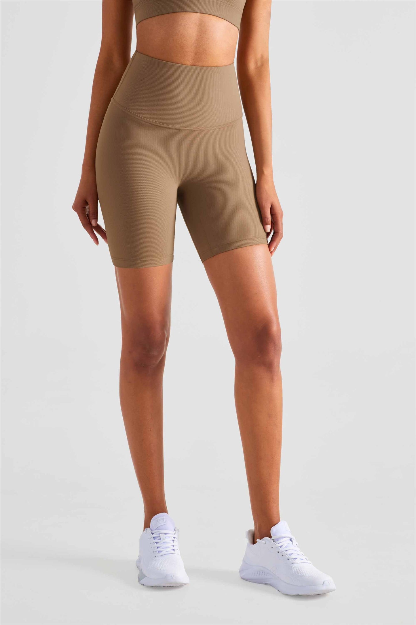 WK1452-RIB rib summer five-point cycling pants Women's high-waisted slimming fitness yoga pants anti-roll peach kidney sports pants