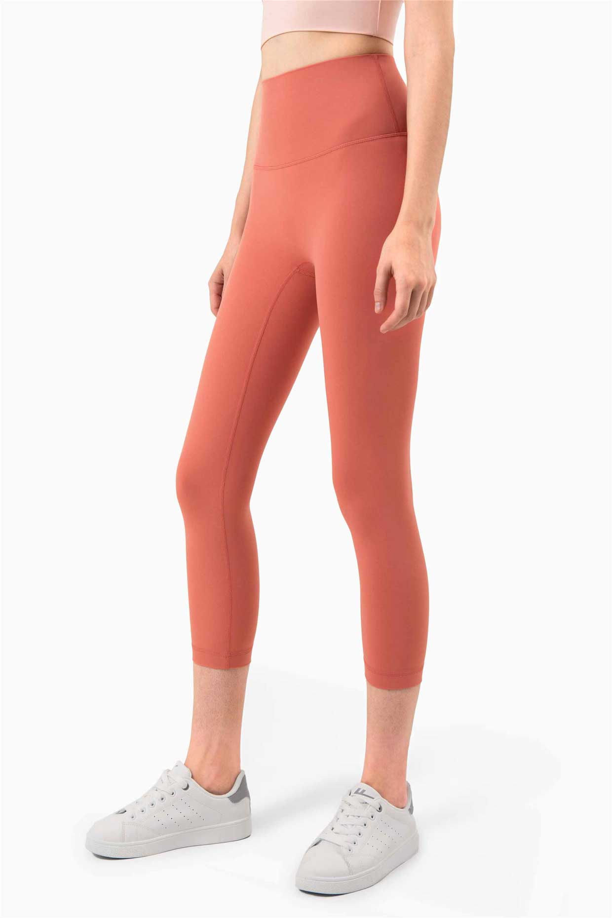 QK1242-NULS new European and American peach butt fitness pants One piece no embarrassment line high waist tight seven points nude yoga pants