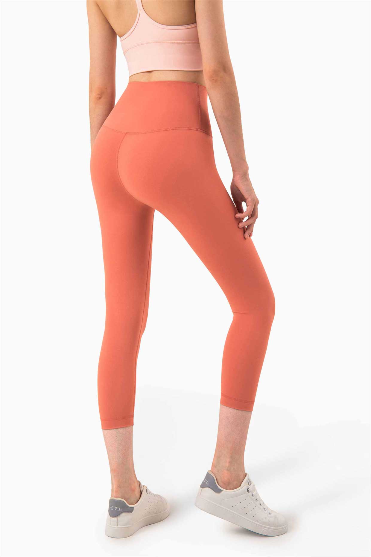 QK1242-NULS new European and American peach butt fitness pants One piece no embarrassment line high waist tight seven points nude yoga pants