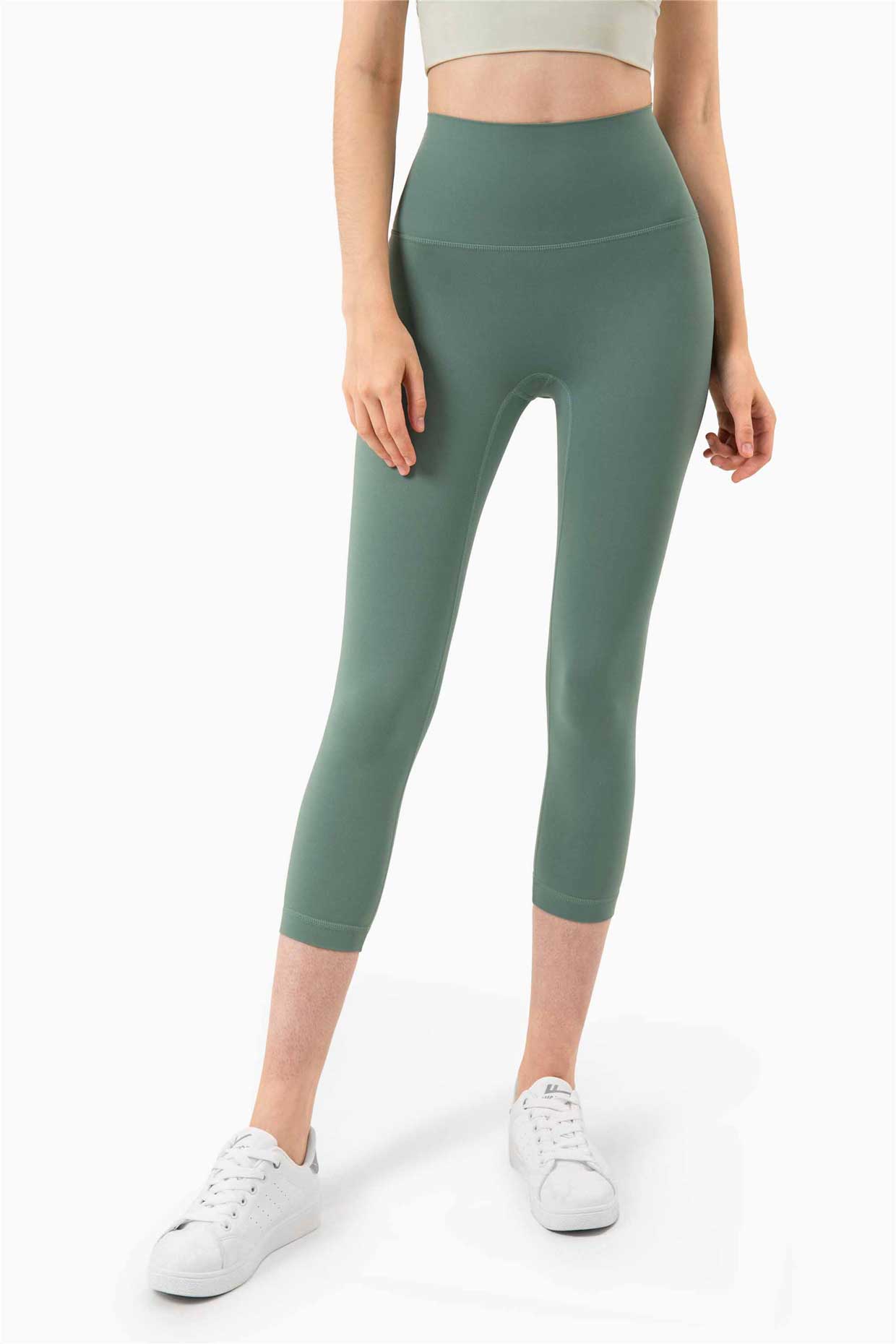 QK1242-NULS new European and American peach butt fitness pants One piece no embarrassment line high waist tight seven points nude yoga pants