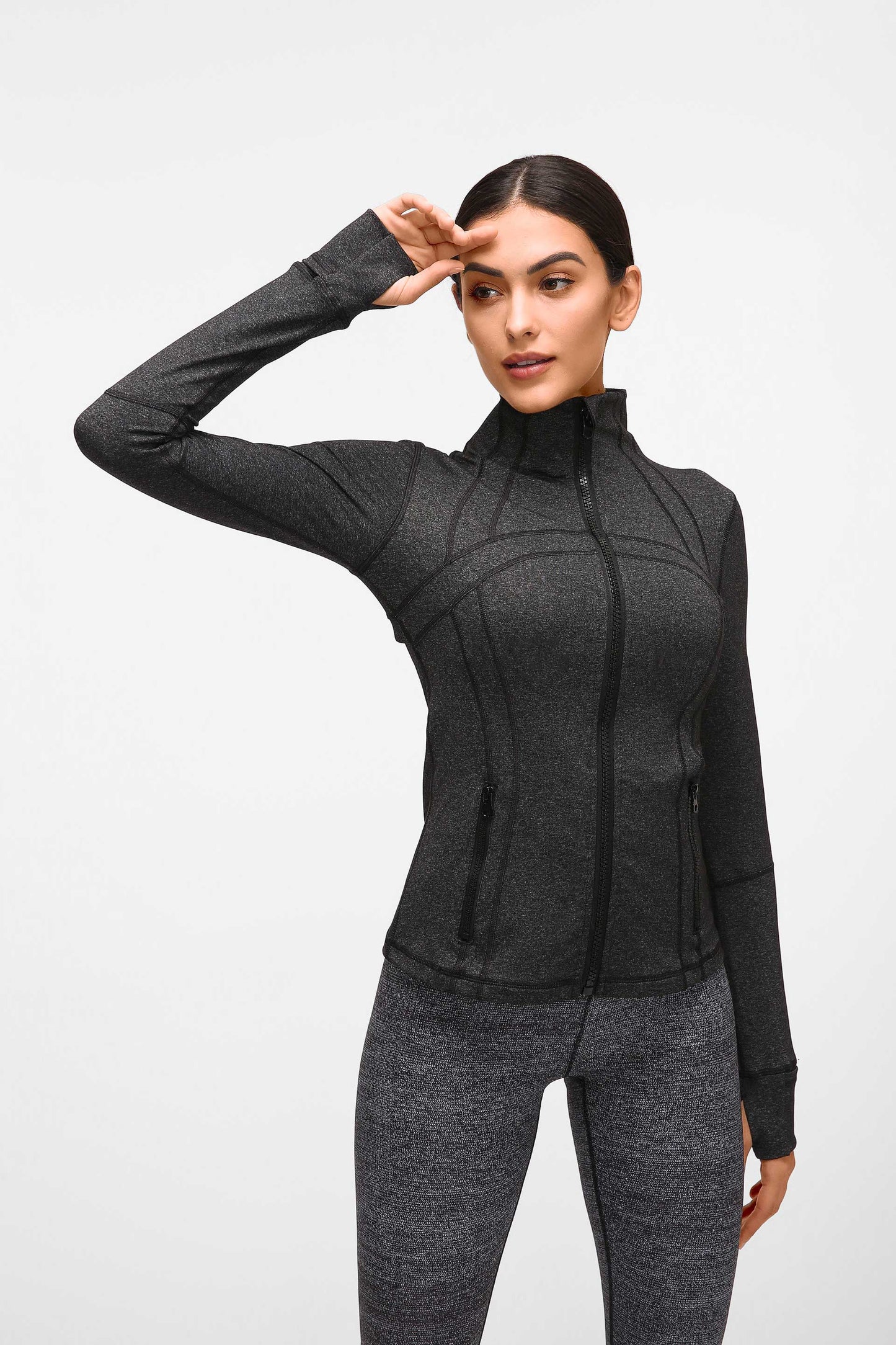 HR18031- Yoga sport jacket for women, elastic zipper running fitness yoga long-sleeved top jacket