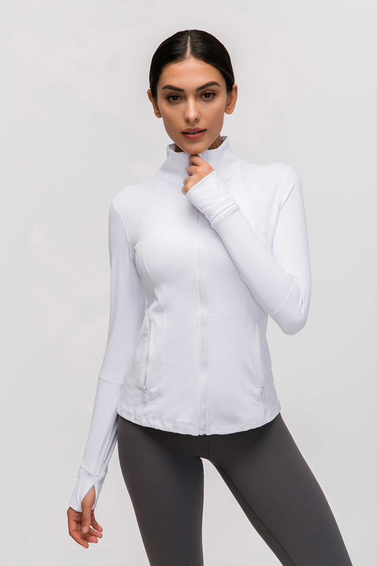 HR18031- Yoga sport jacket for women, elastic zipper running fitness yoga long-sleeved top jacket