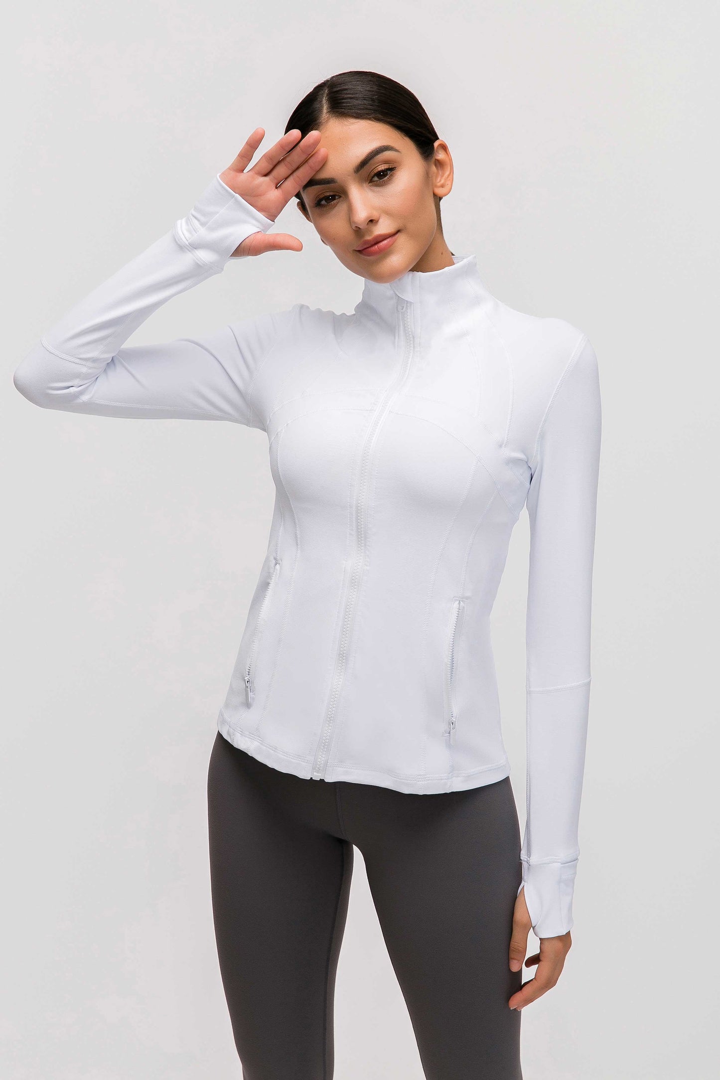 HR18031- Yoga sport jacket for women, elastic zipper running fitness yoga long-sleeved top jacket