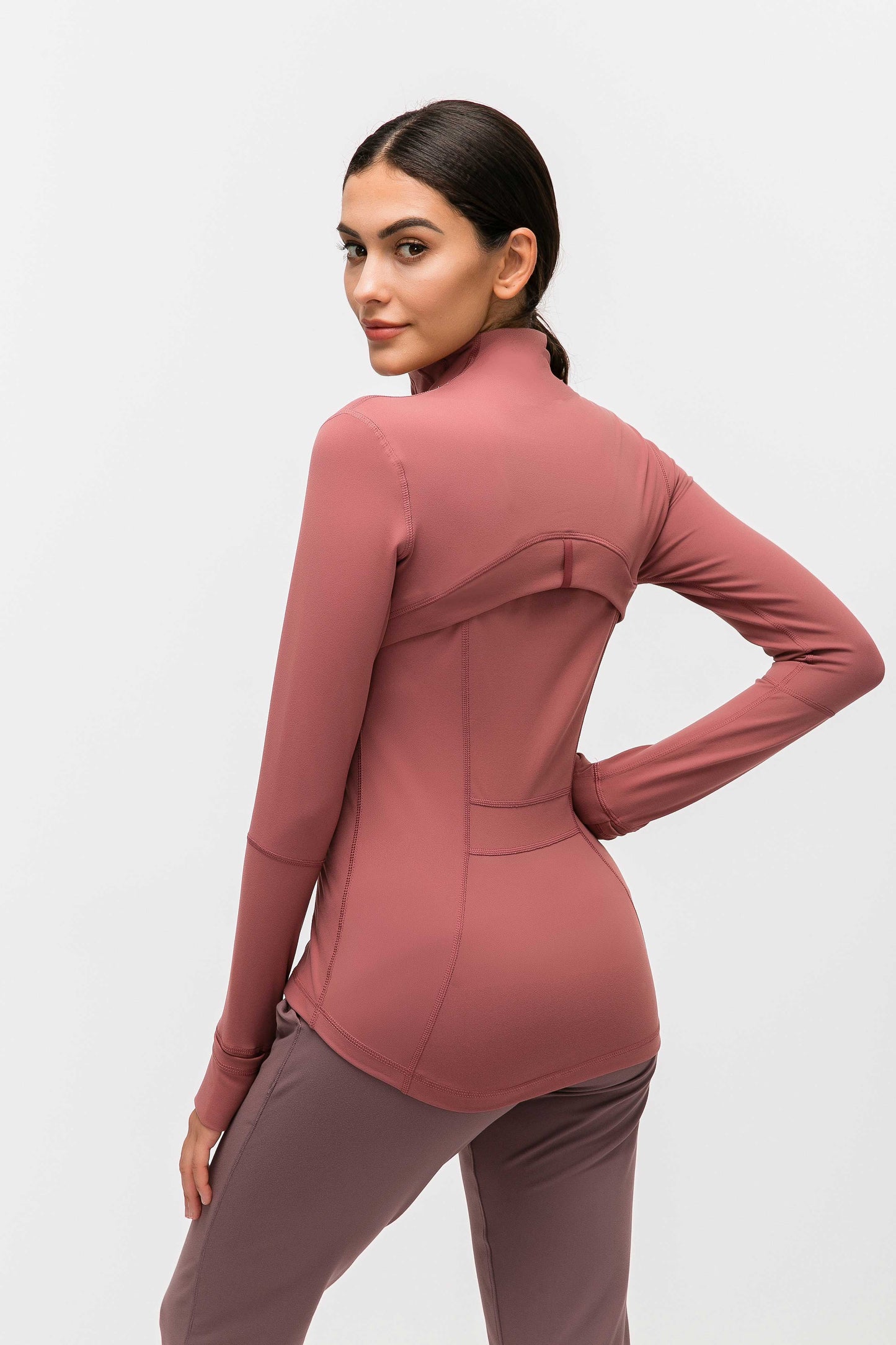 HR18031- Yoga sport jacket for women, elastic zipper running fitness yoga long-sleeved top jacket