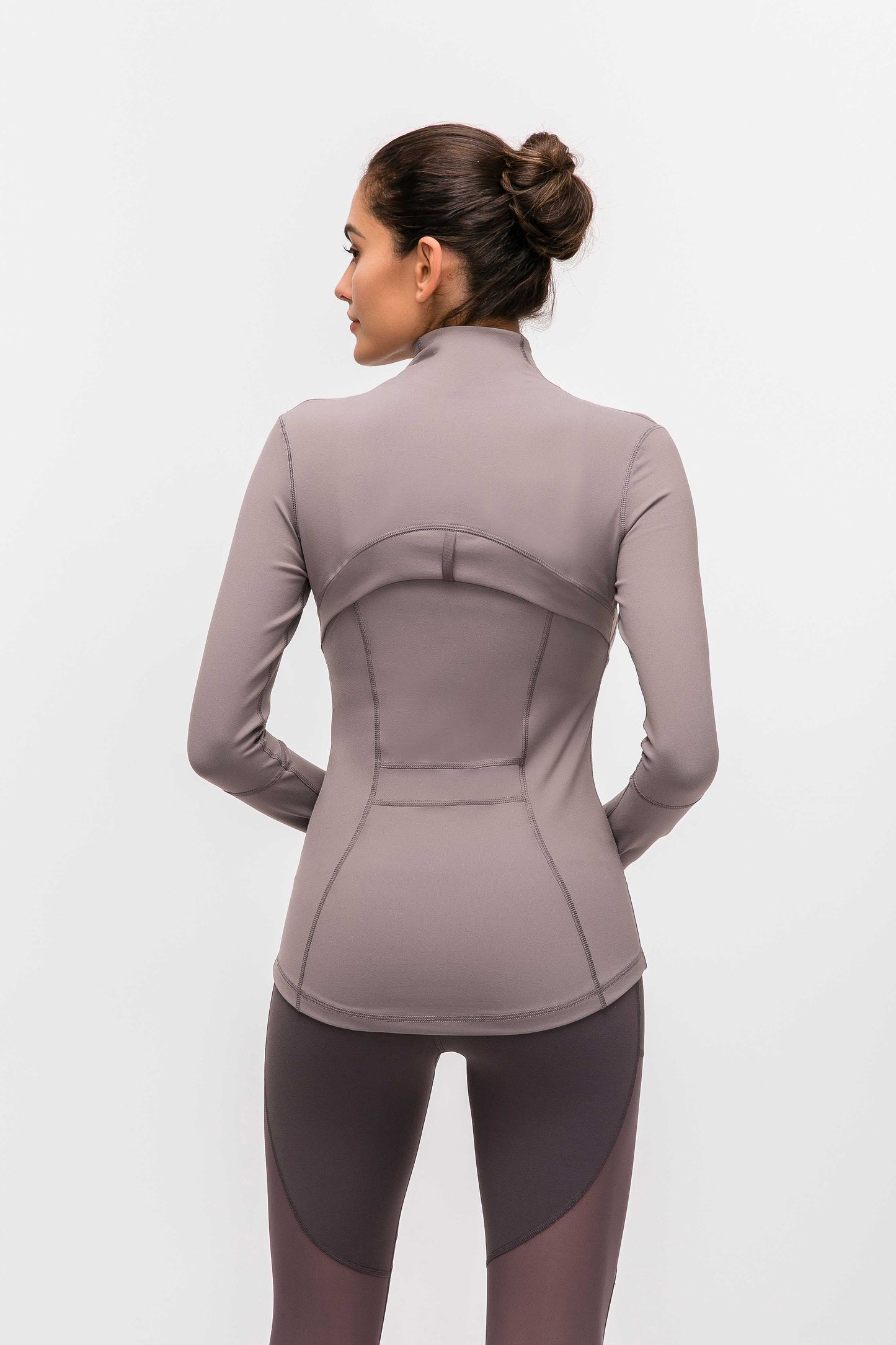 HR18031- Yoga sport jacket for women, elastic zipper running fitness yoga long-sleeved top jacket