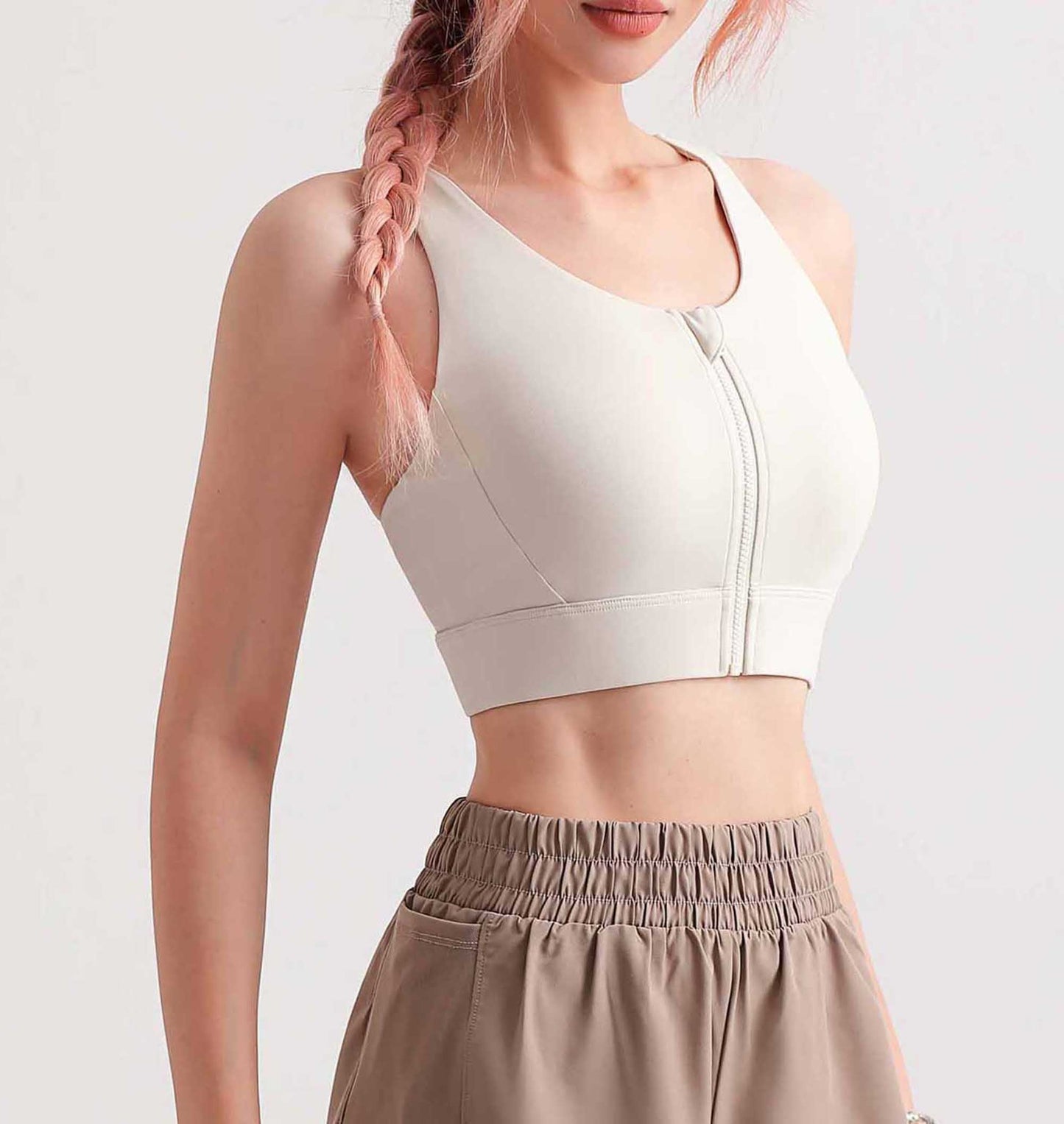 WX1457-SS Medium Strength Cool zipper shock-proof sports underwear Women's summer nude beautiful back Yoga bra Running fitness vest