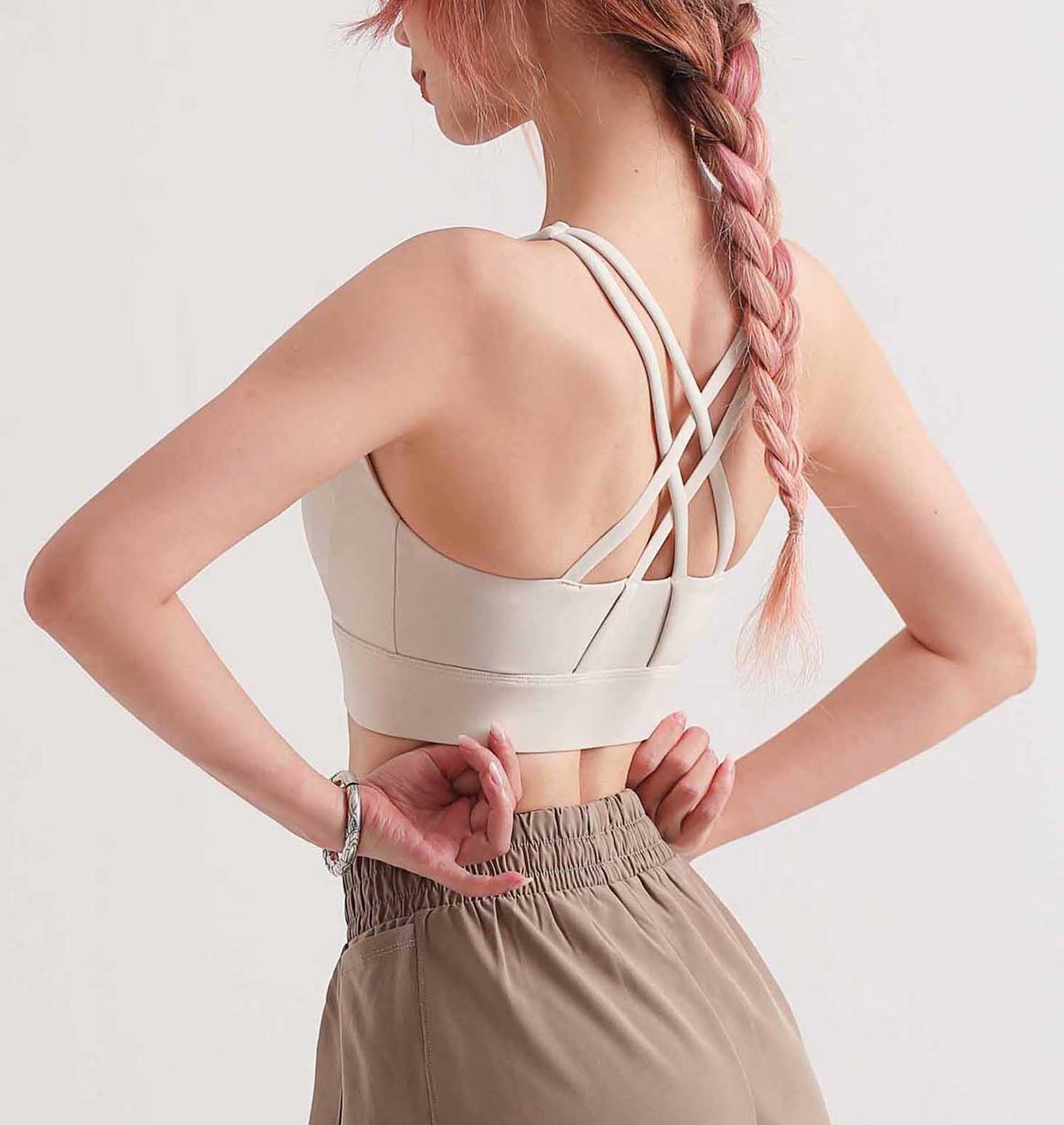 WX1457-SS Medium Strength Cool zipper shock-proof sports underwear Women's summer nude beautiful back Yoga bra Running fitness vest