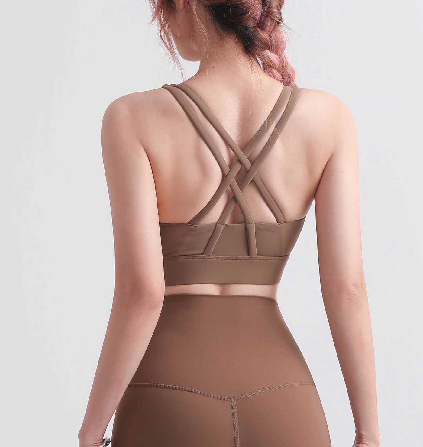WX1457-SS Medium Strength Cool zipper shock-proof sports underwear Women's summer nude beautiful back Yoga bra Running fitness vest