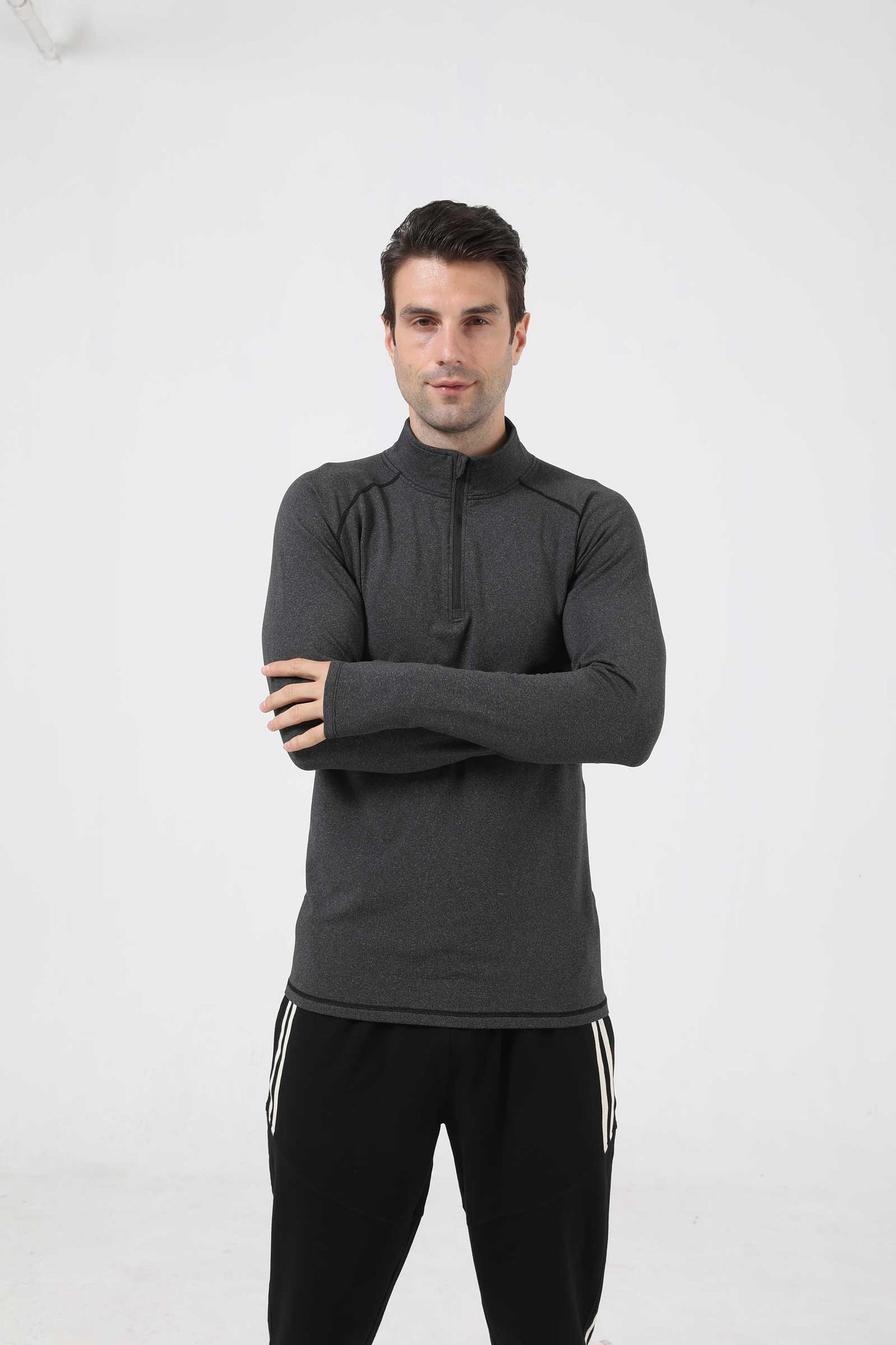 HRYT1053-Spring and autumn men's high neck sports fitness wear basketball running coat