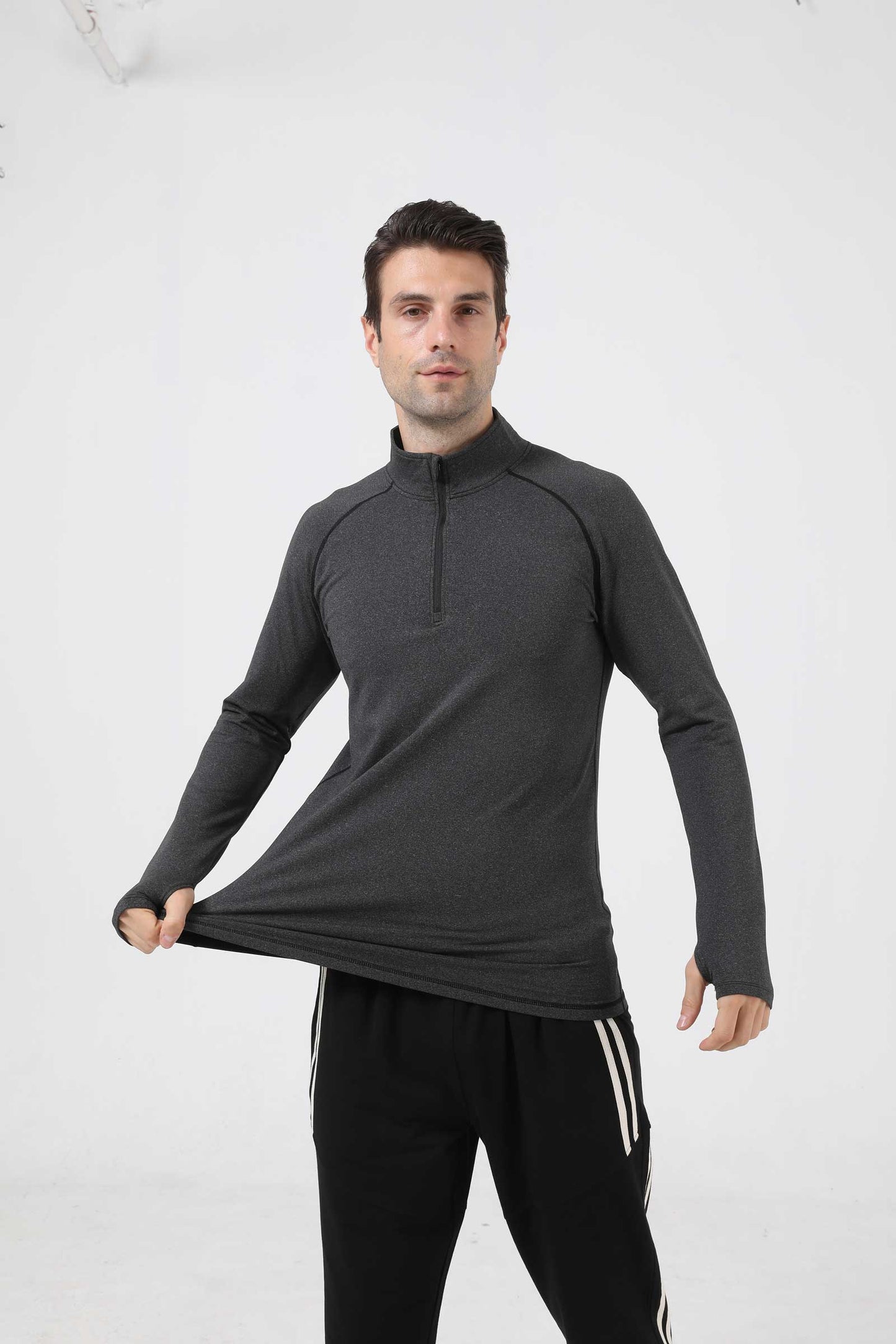 HRYT1053-Spring and autumn men's high neck sports fitness wear basketball running coat