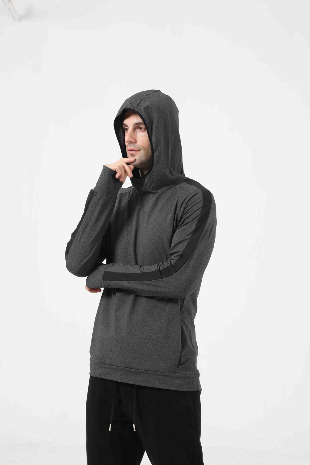 HRYT1001-Sports hoodie men's fall and winter hooded jumper fitness coat running casual long sleeves