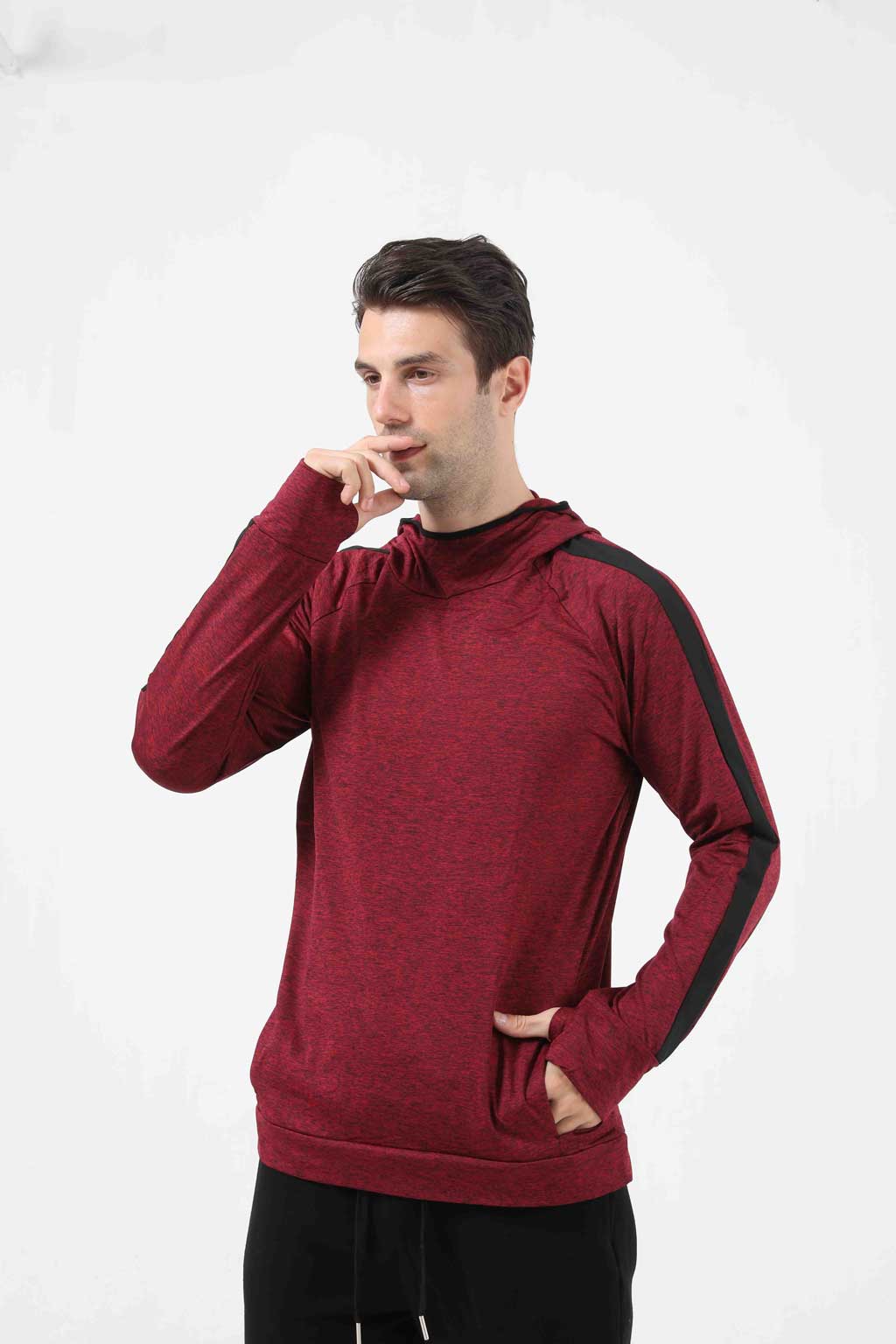 HRYT1001-Sports hoodie men's fall and winter hooded jumper fitness coat running casual long sleeves