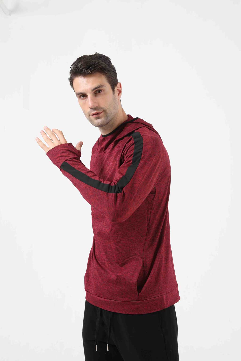 HRYT1001-Sports hoodie men's fall and winter hooded jumper fitness coat running casual long sleeves