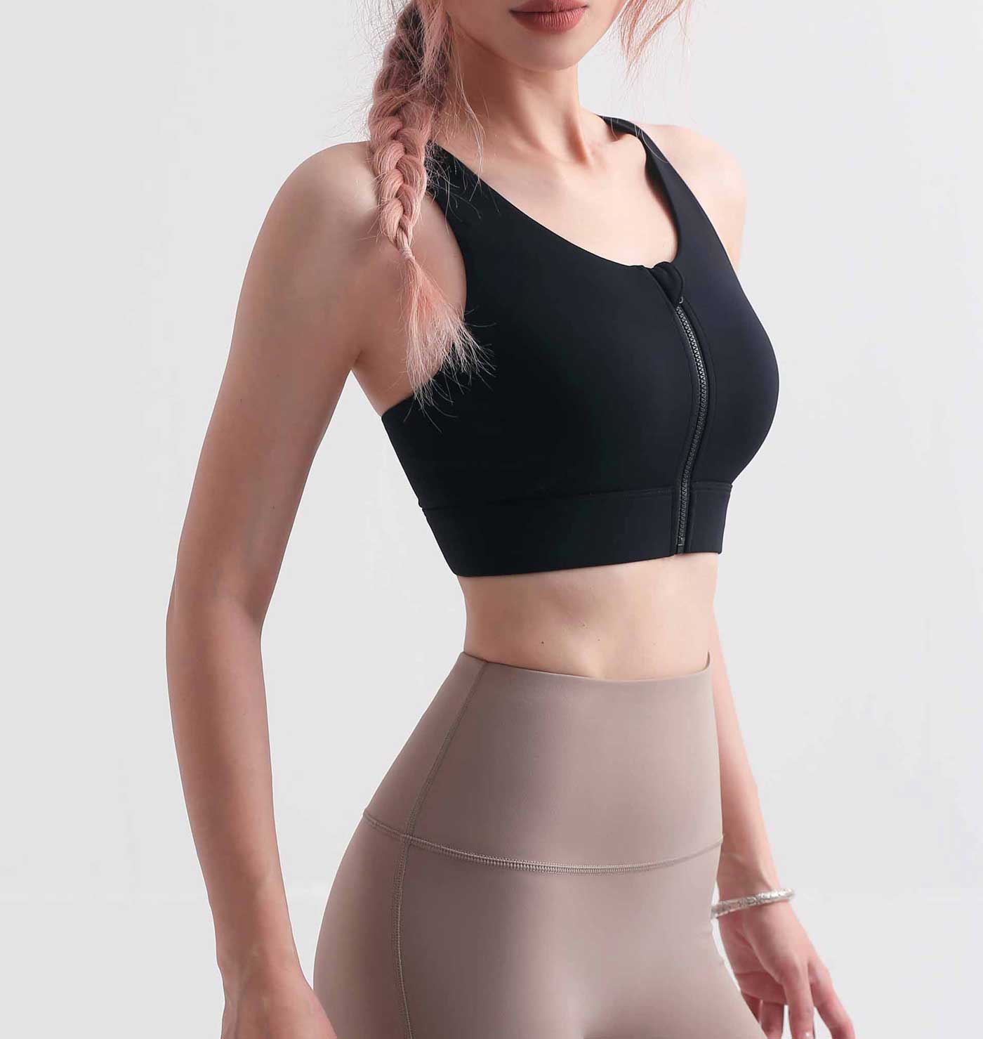 WX1457-SS Medium Strength Cool zipper shock-proof sports underwear Women's summer nude beautiful back Yoga bra Running fitness vest