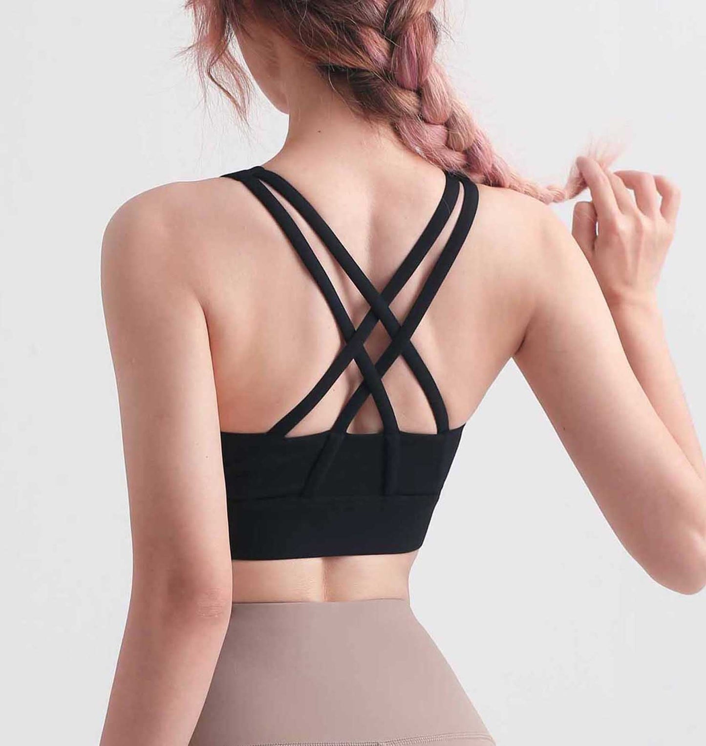 WX1457-SS Medium Strength Cool zipper shock-proof sports underwear Women's summer nude beautiful back Yoga bra Running fitness vest