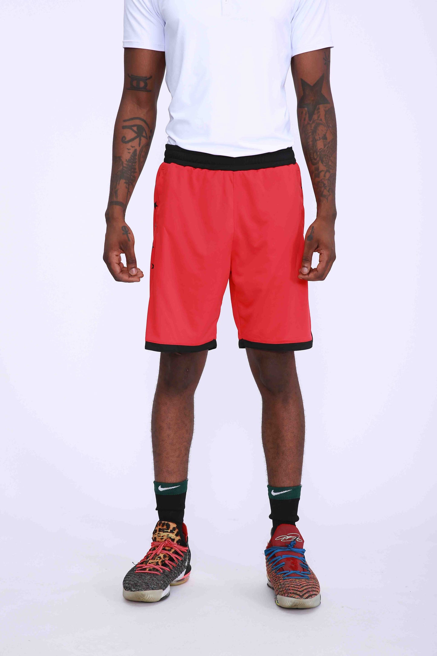 HRABW93#1-Sports shorts men's summer American quick drying breathable outdoor leisure running training split print fitness basketball pants