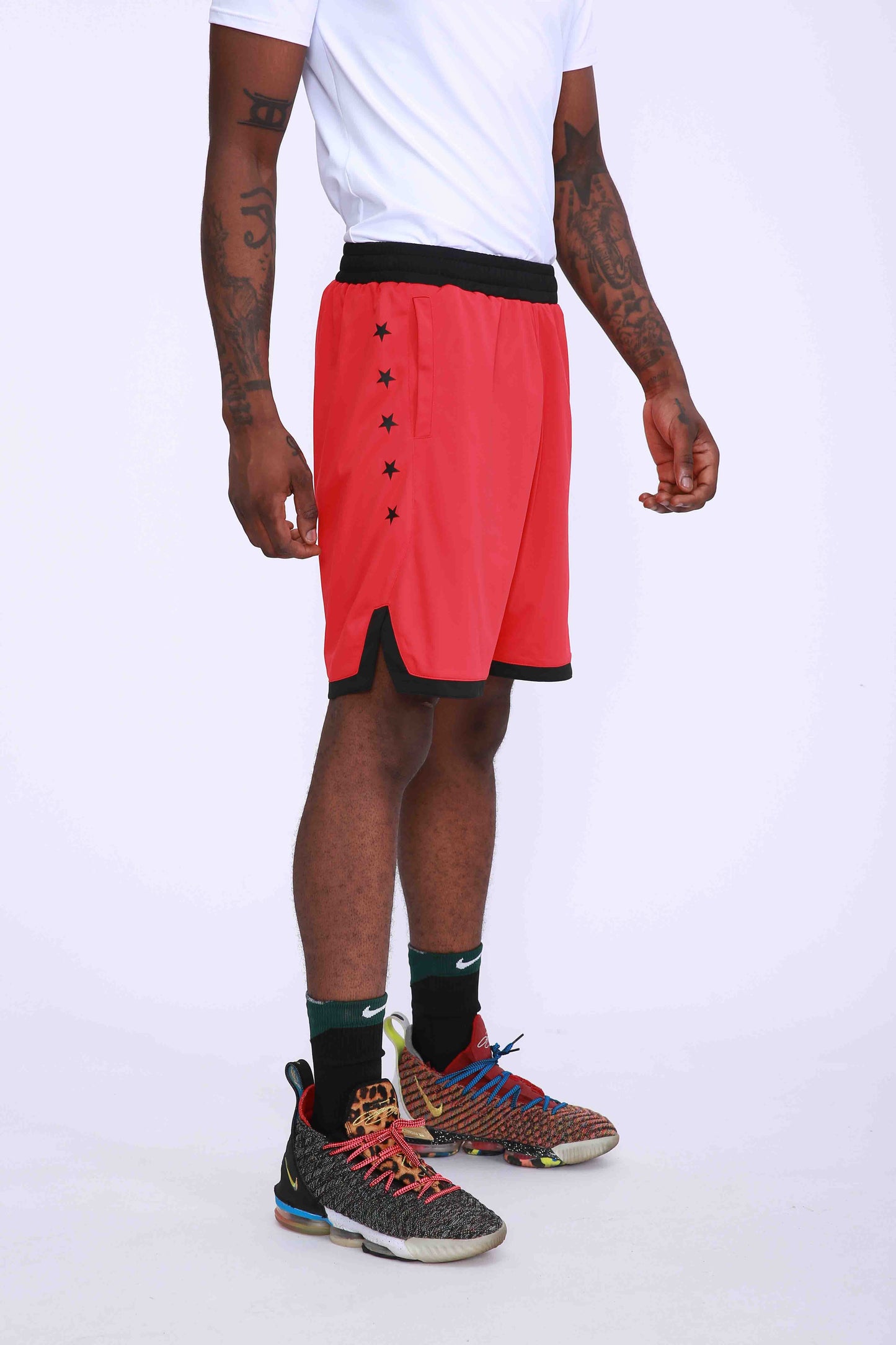 HRABW93#1-Sports shorts men's summer American quick drying breathable outdoor leisure running training split print fitness basketball pants