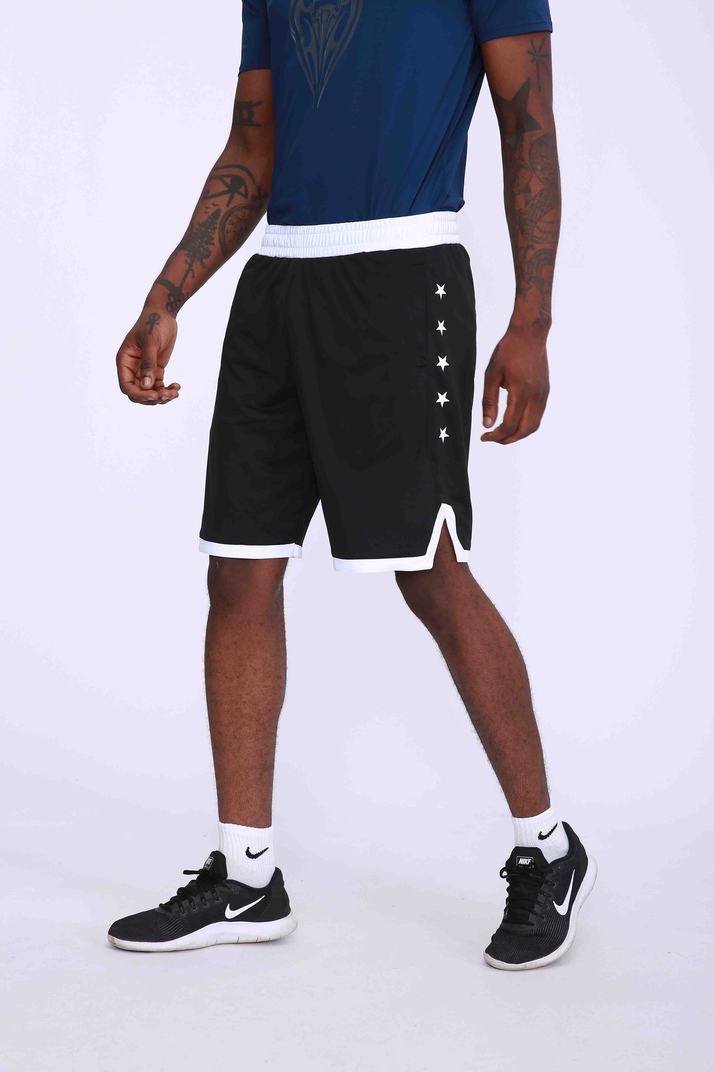 HRABW93#1-Sports shorts men's summer American quick drying breathable outdoor leisure running training split print fitness basketball pants