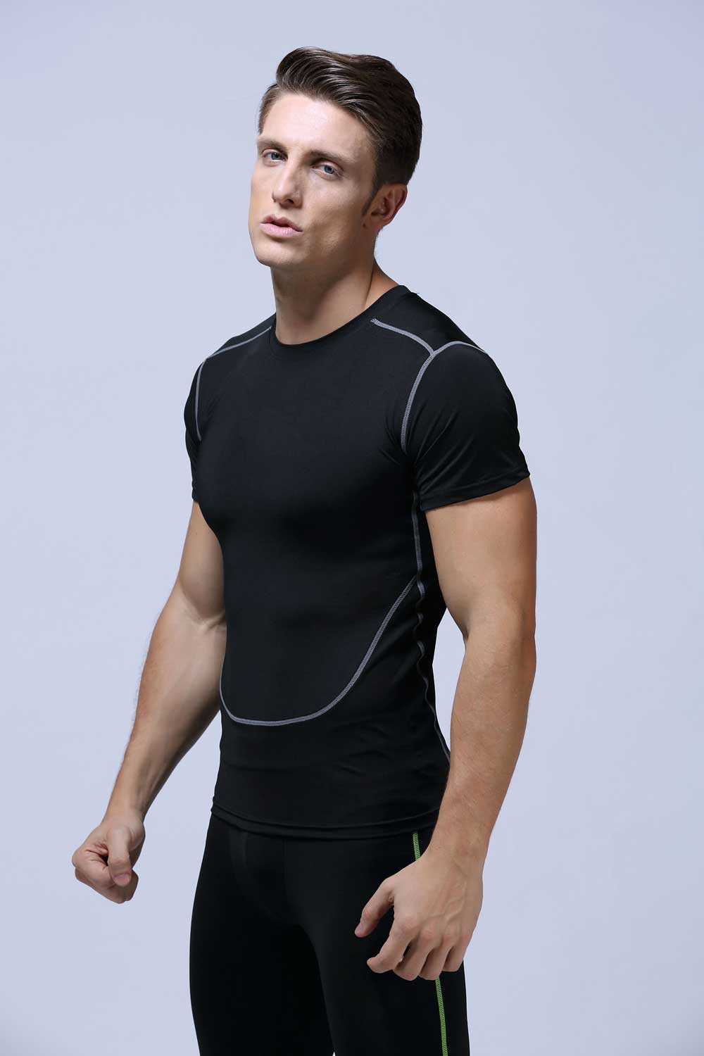 HRABW06-New basketball training sports short sleeve men breathable compression tight fitness quick drying clothes T-shirt