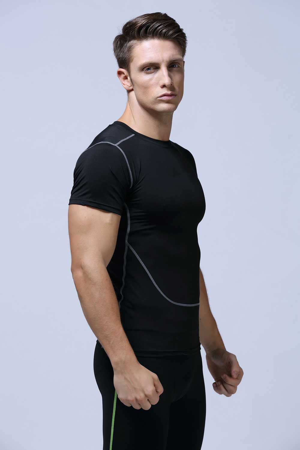 HRABW06-New basketball training sports short sleeve men breathable compression tight fitness quick drying clothes T-shirt