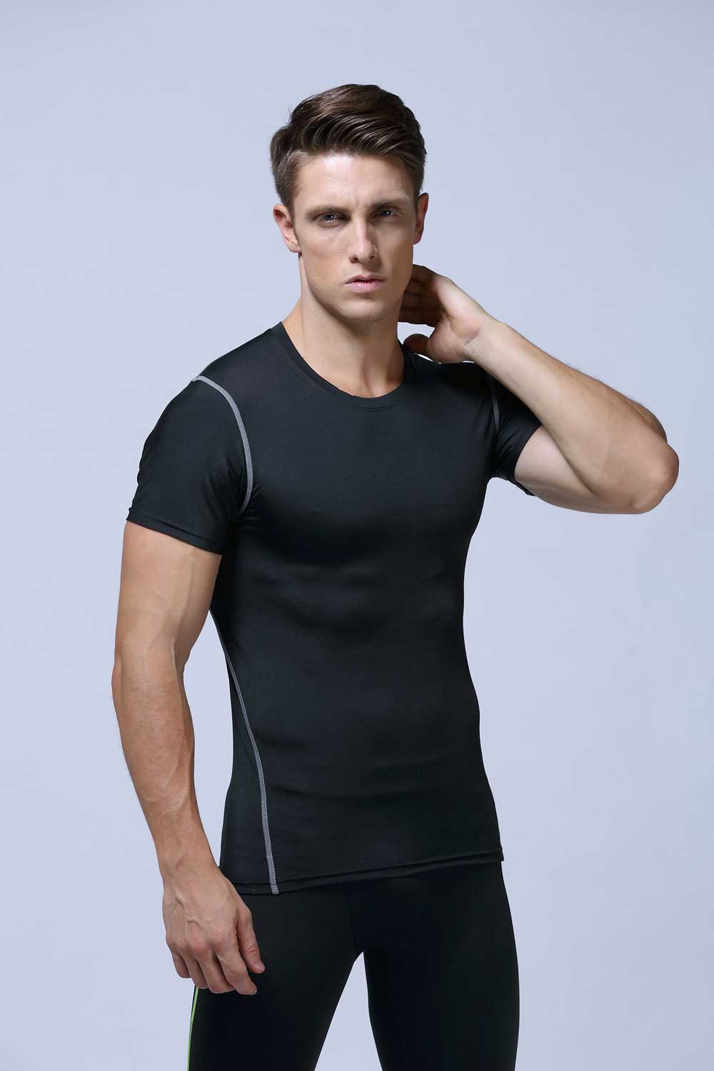 HRABW03-Outdoor special training quick drying T-shirt men's short sleeved summer tight running fitness clothes absorb sweat quick drying