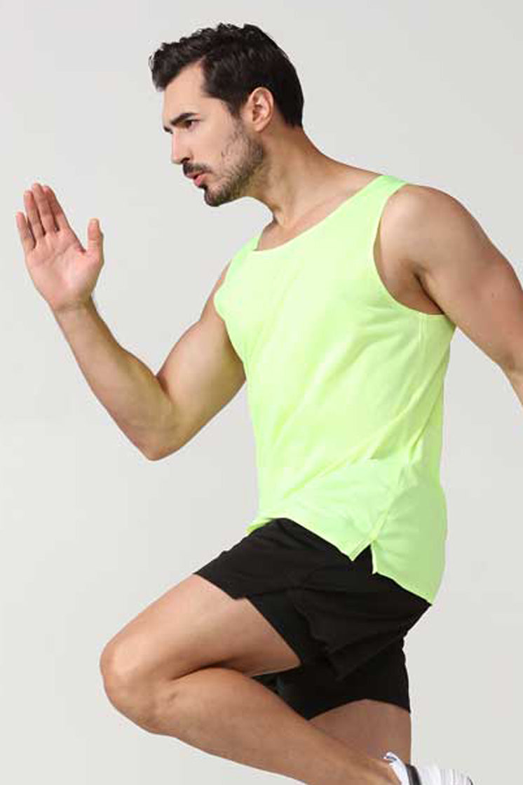 HRD10024-Summer new lightweight running vest for men, sleeveless for gym training, adhesive closure for outdoor marathon racing